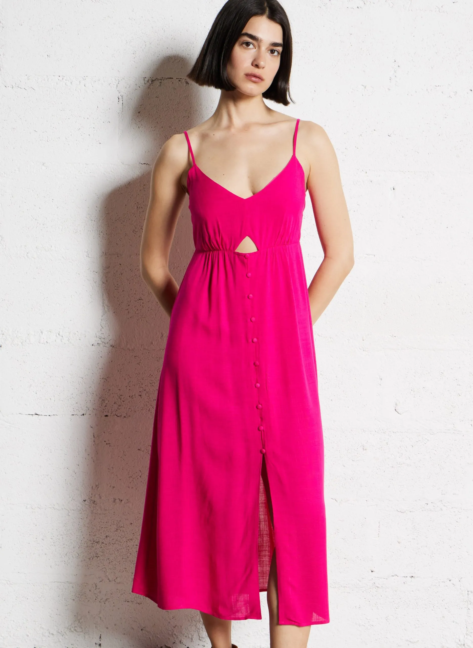 Robe midi droite Rose RAYEN