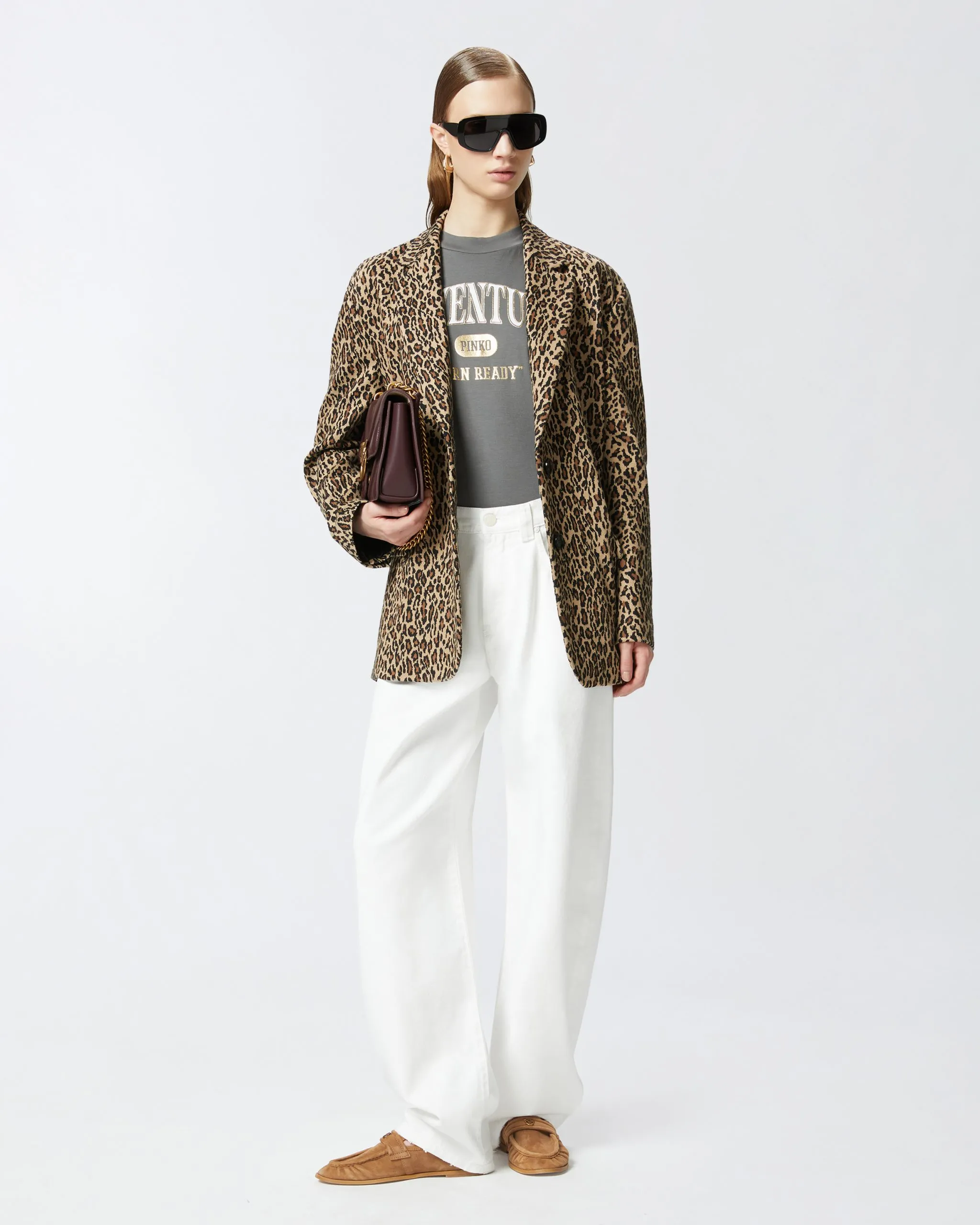 Pantalon ballon en bull de coton Blanc