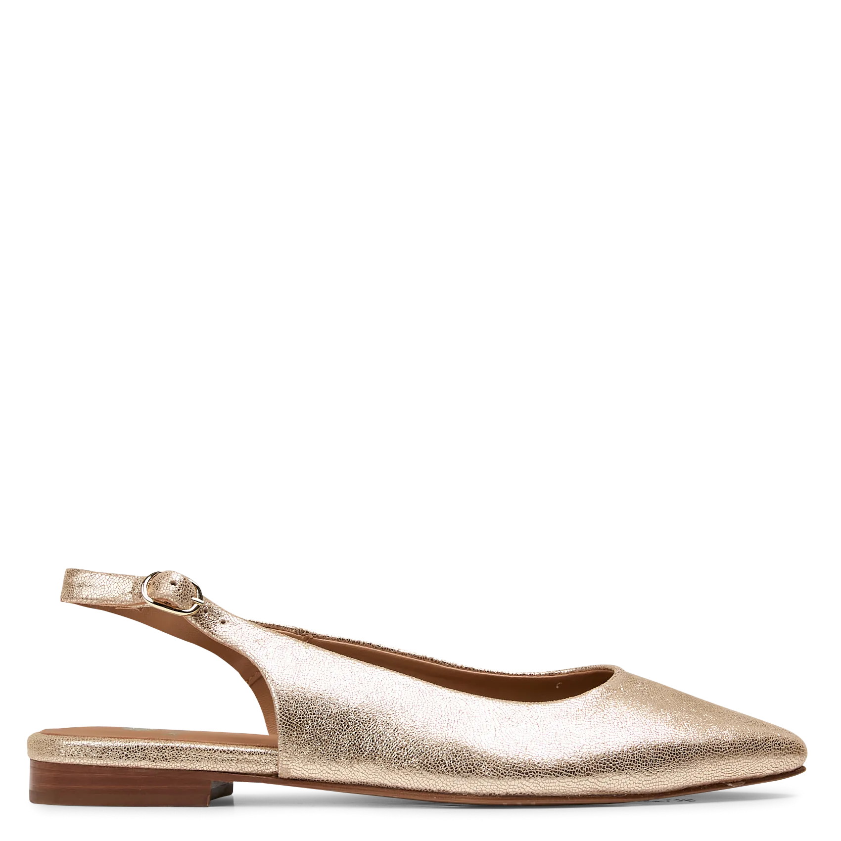 Ballerines slingback en cuir métallisé Doré PAIGE