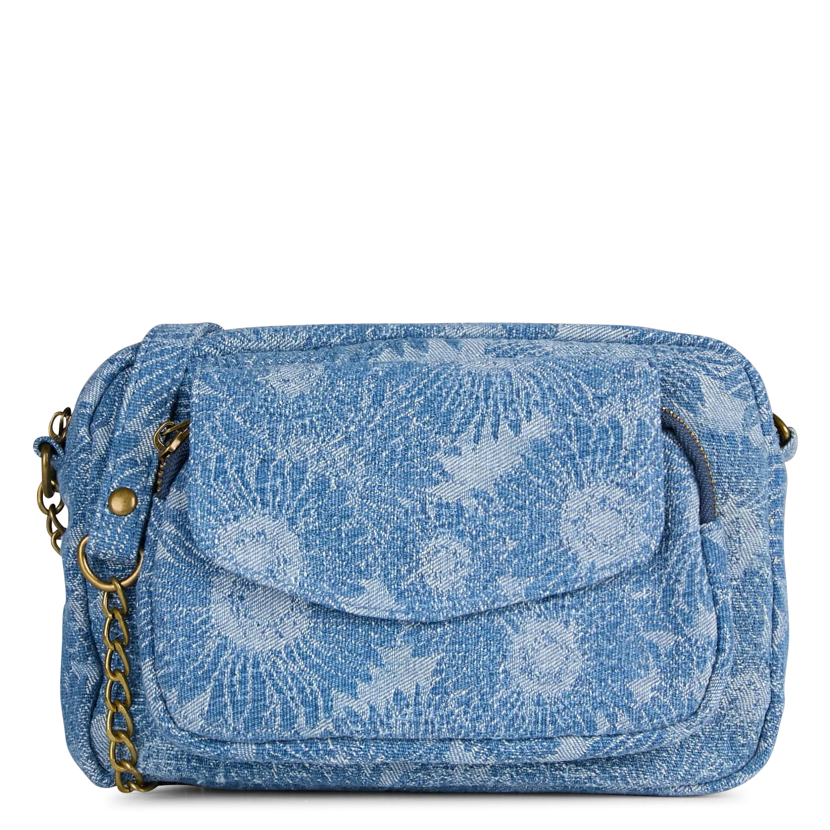 Sac bandoulière denim en coton mélangé Bleu NAINA