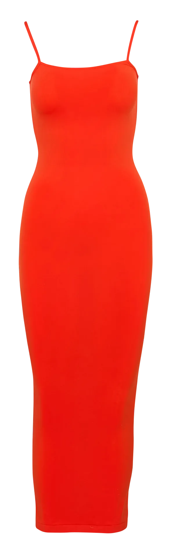 Robe midi col carré Rouge