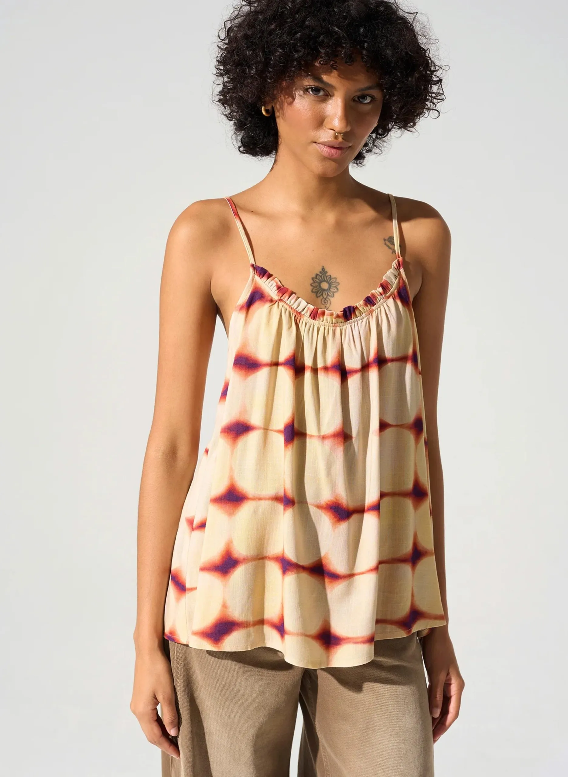 Débardeur droit imprimé Marron