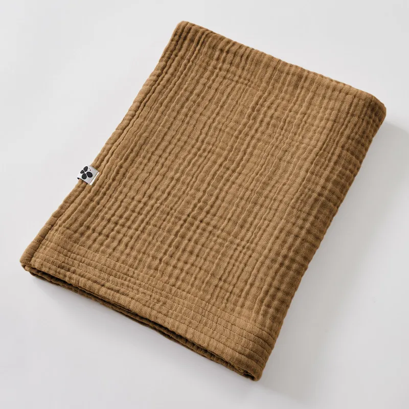 Drap de douche gaze de coton unie Marron