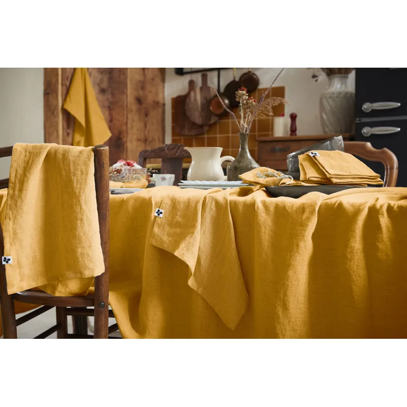 Nappe de table en gaze de coton Jaune