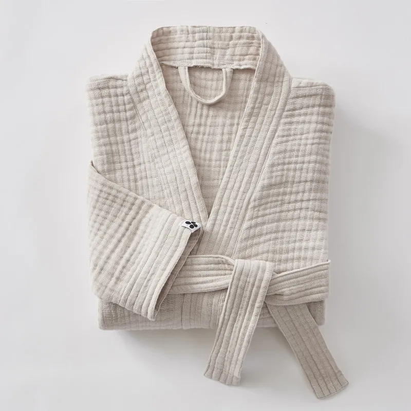 Peignoir kimono mixte gaze de coton unie gaïa Blanc