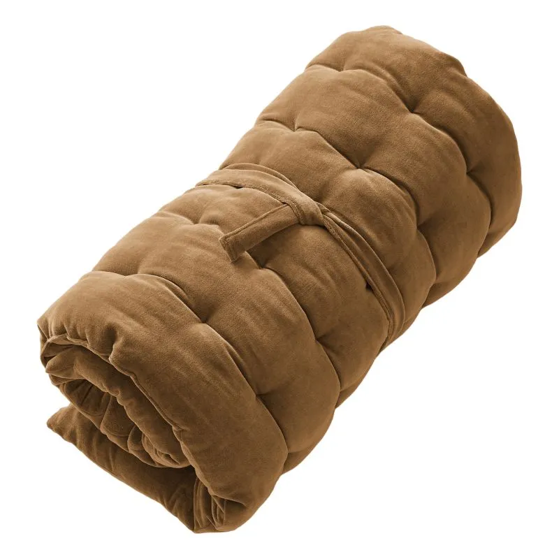 Coussin de sol en velours de coton Marron