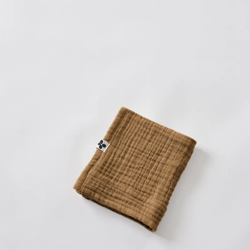 Serviette invité 30 x 50 cm gaze de coton unie gaïa Marron