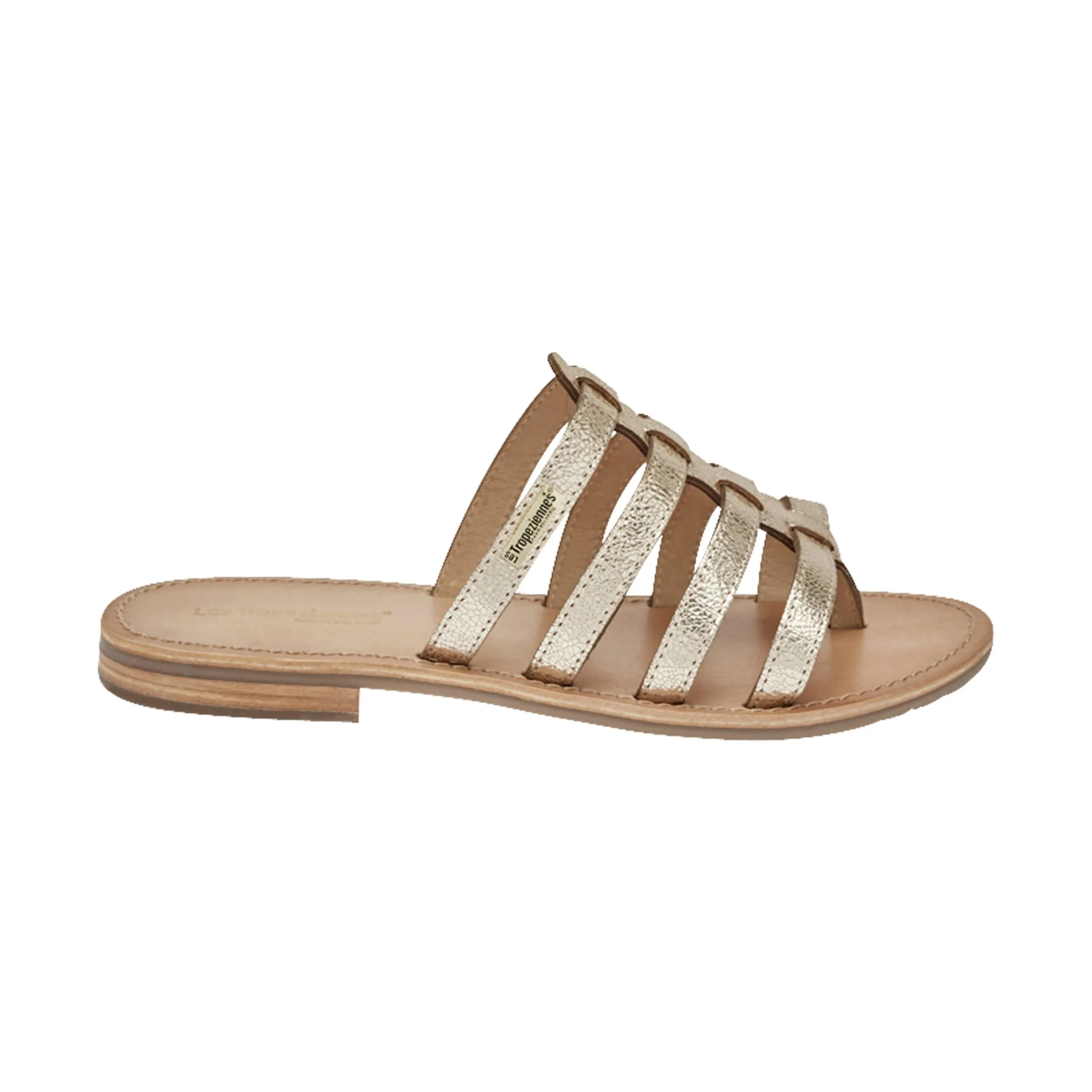 Sandales plates cuir hikamul Doré