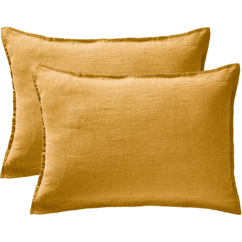 Taie d'oreiller percale de coton Jaune