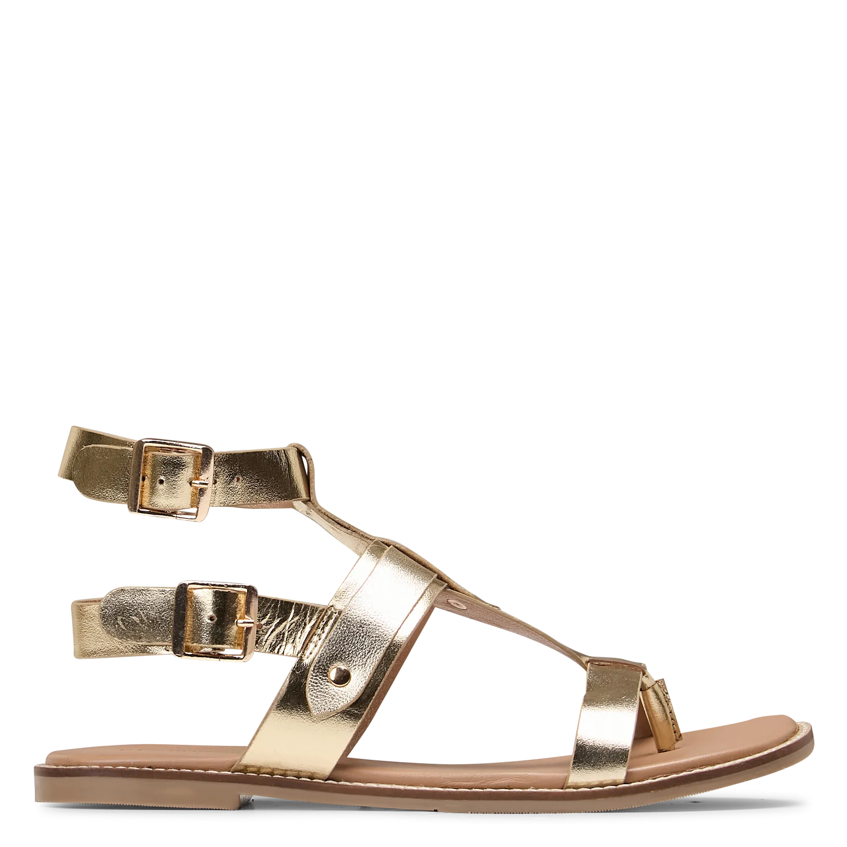 Sandales plates en cuir Jaune