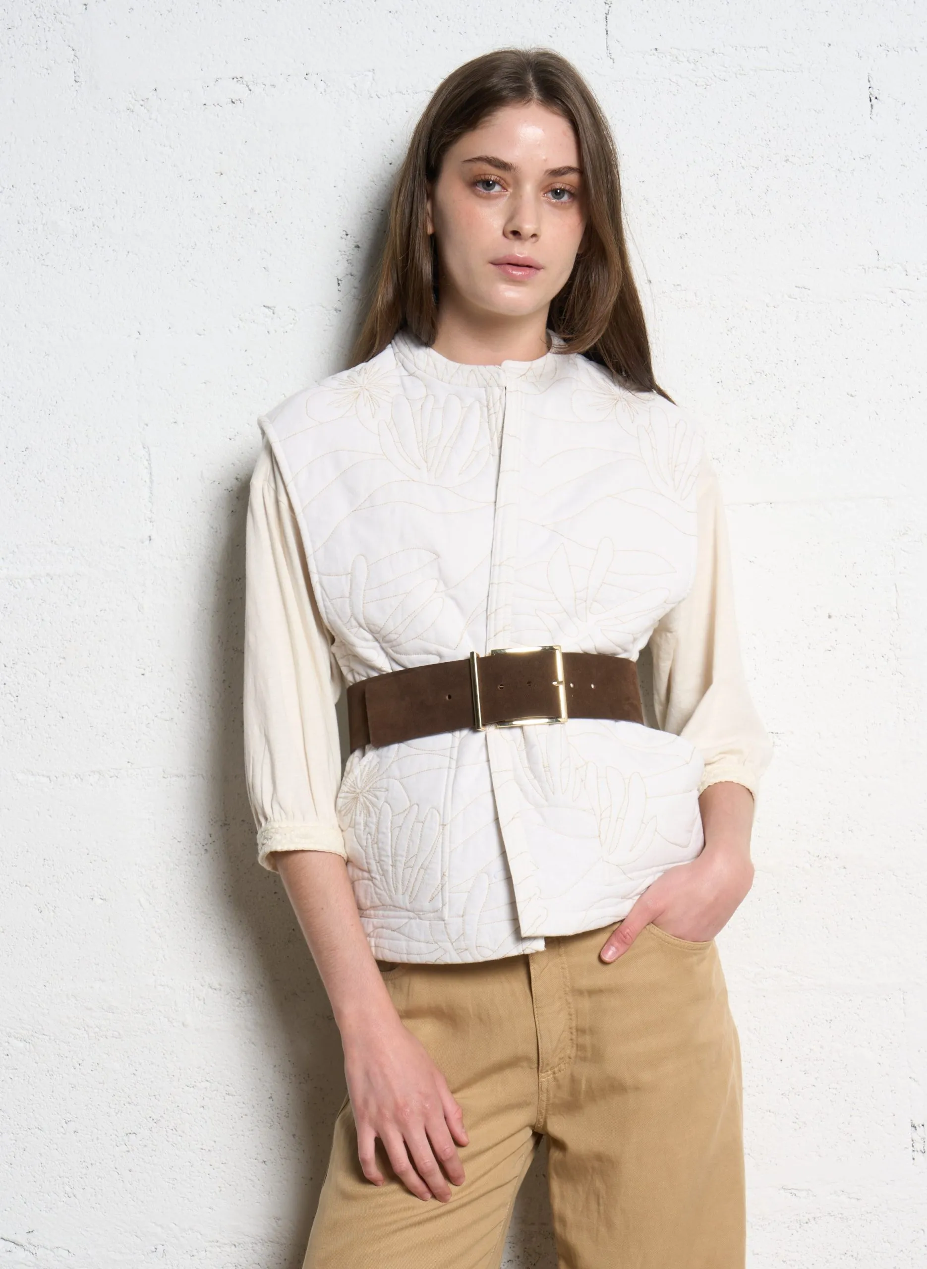 Blouson droit en coton matelassé Blanc DOCE