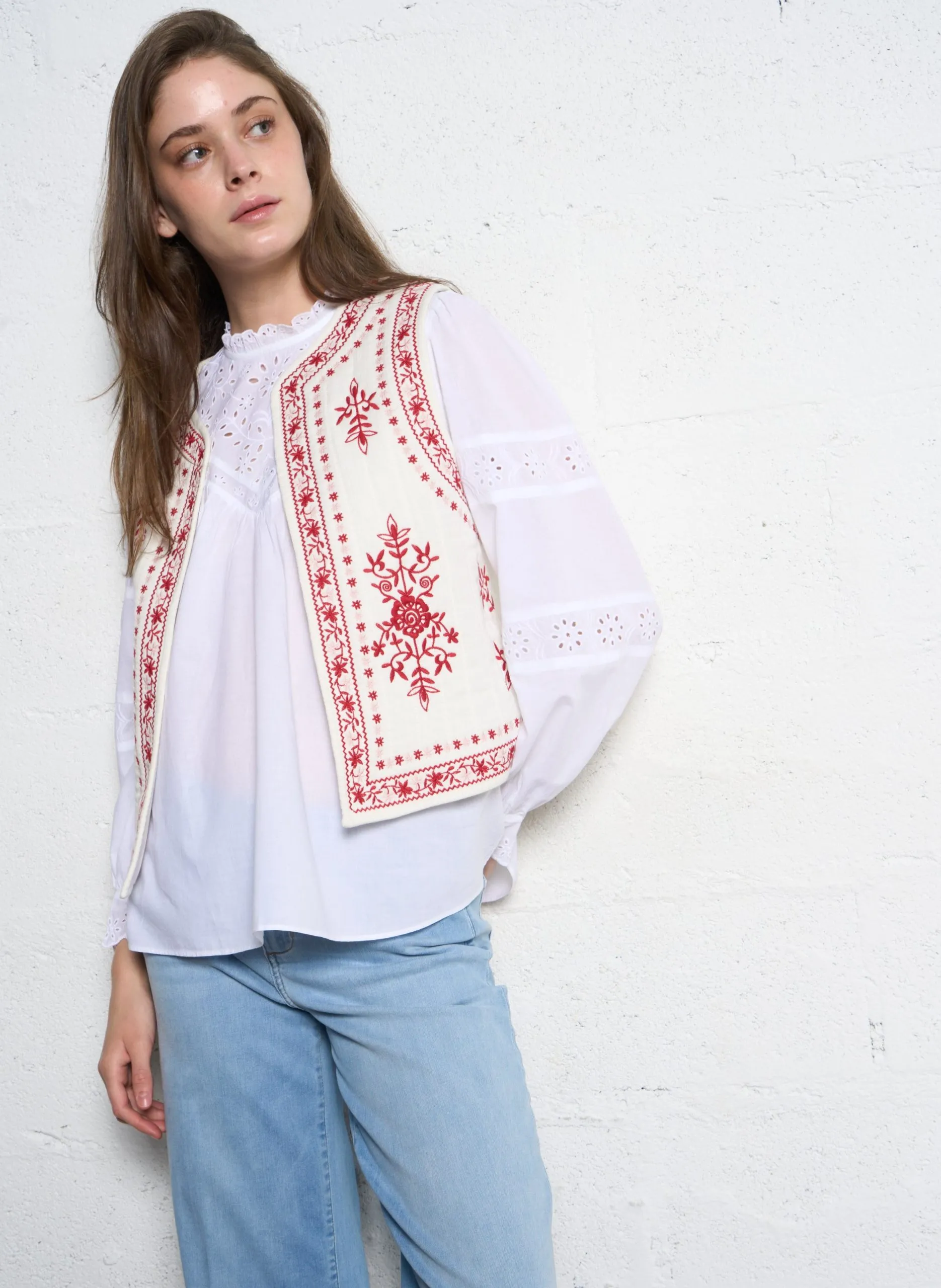 Veste droite en coton Rouge GAMIA