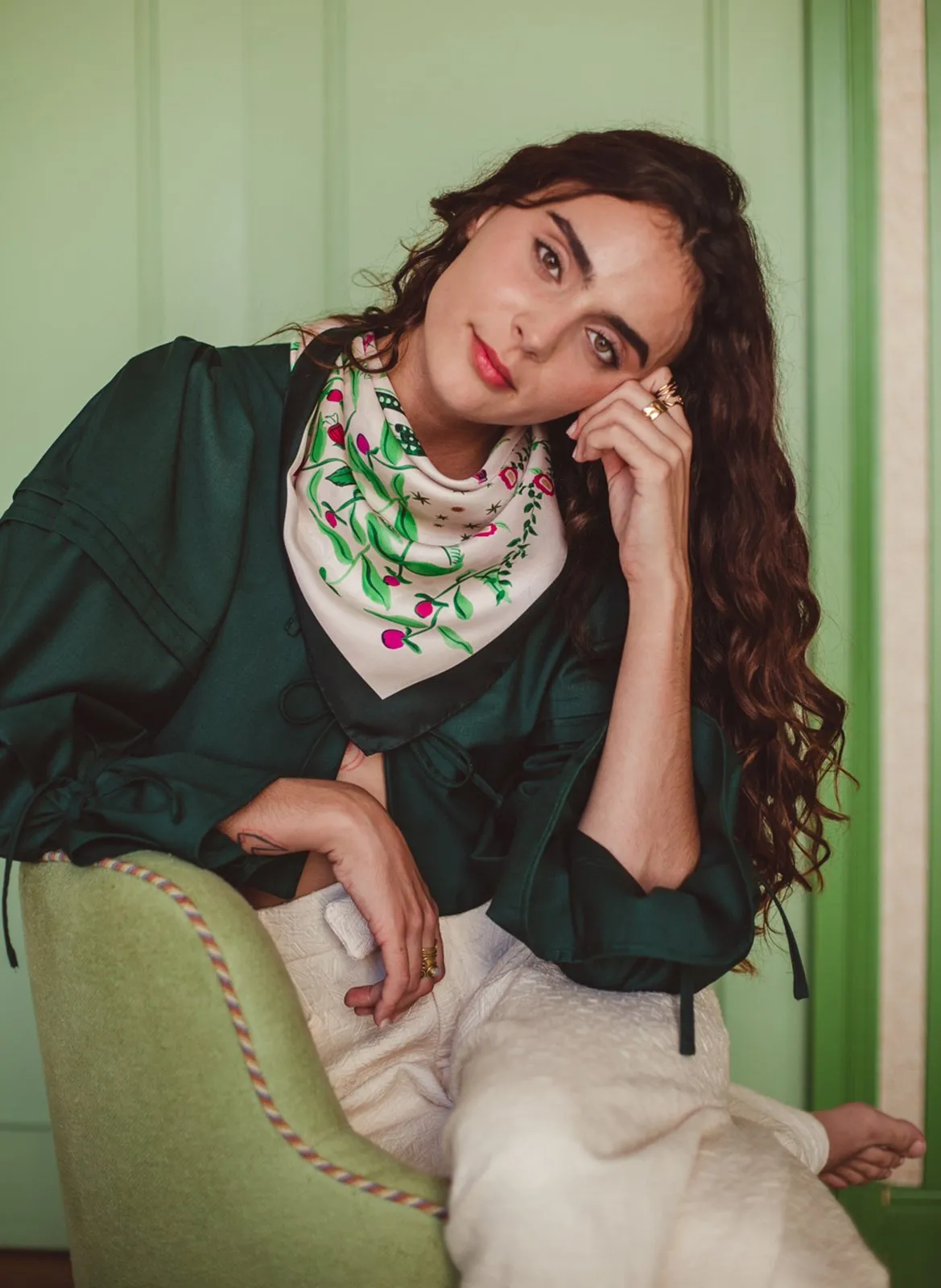 Foulard imprimé en soie Bleu FANTASTIQUE