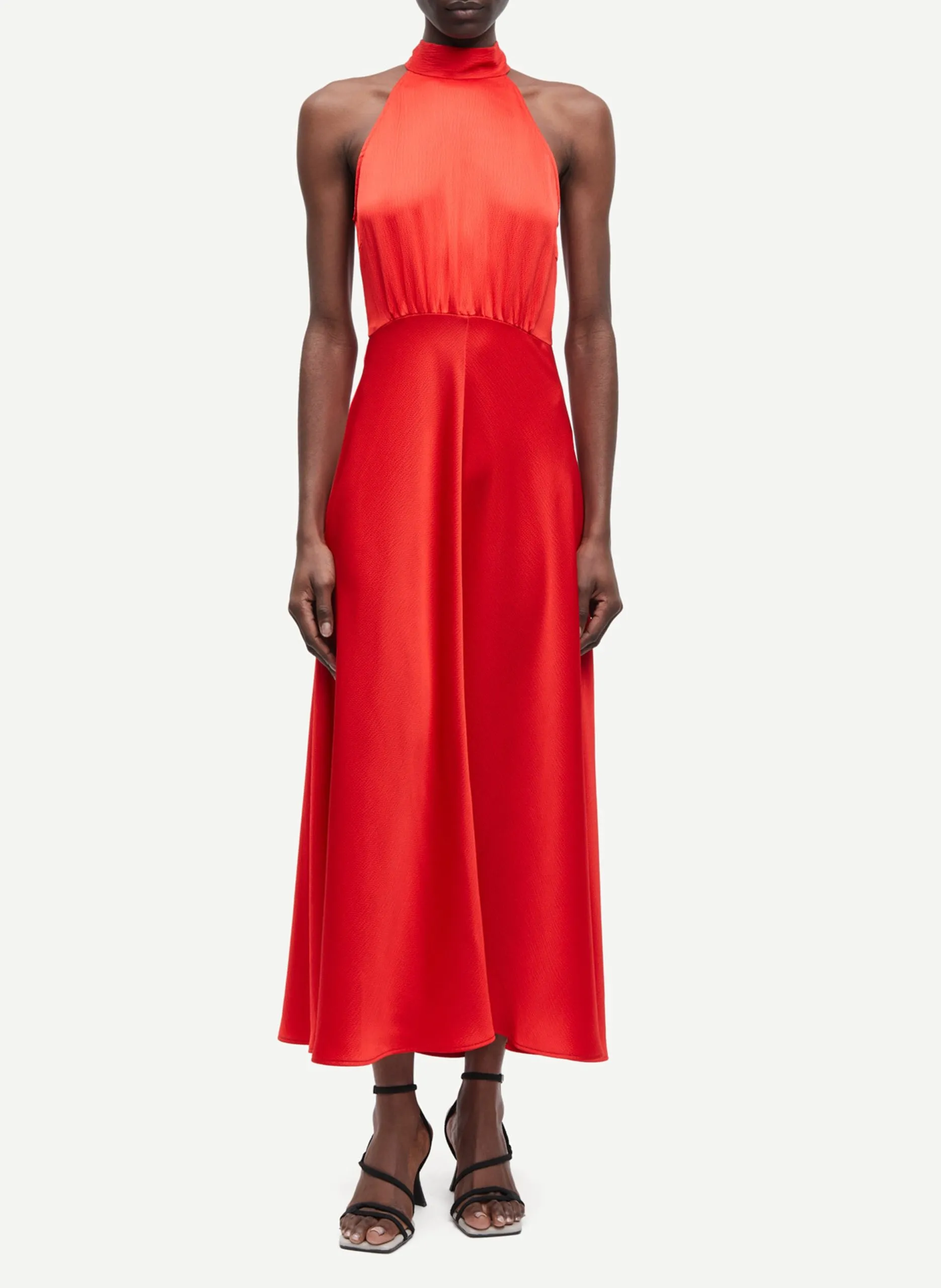 Robe midi satinée Rouge RHEO