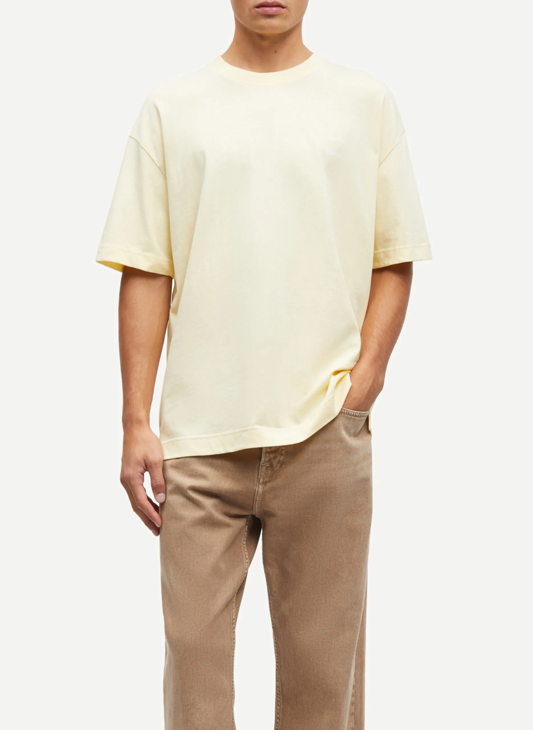 Tee-shirt col rond regular-fit sérigraphié en coton bio Jaune JOEL