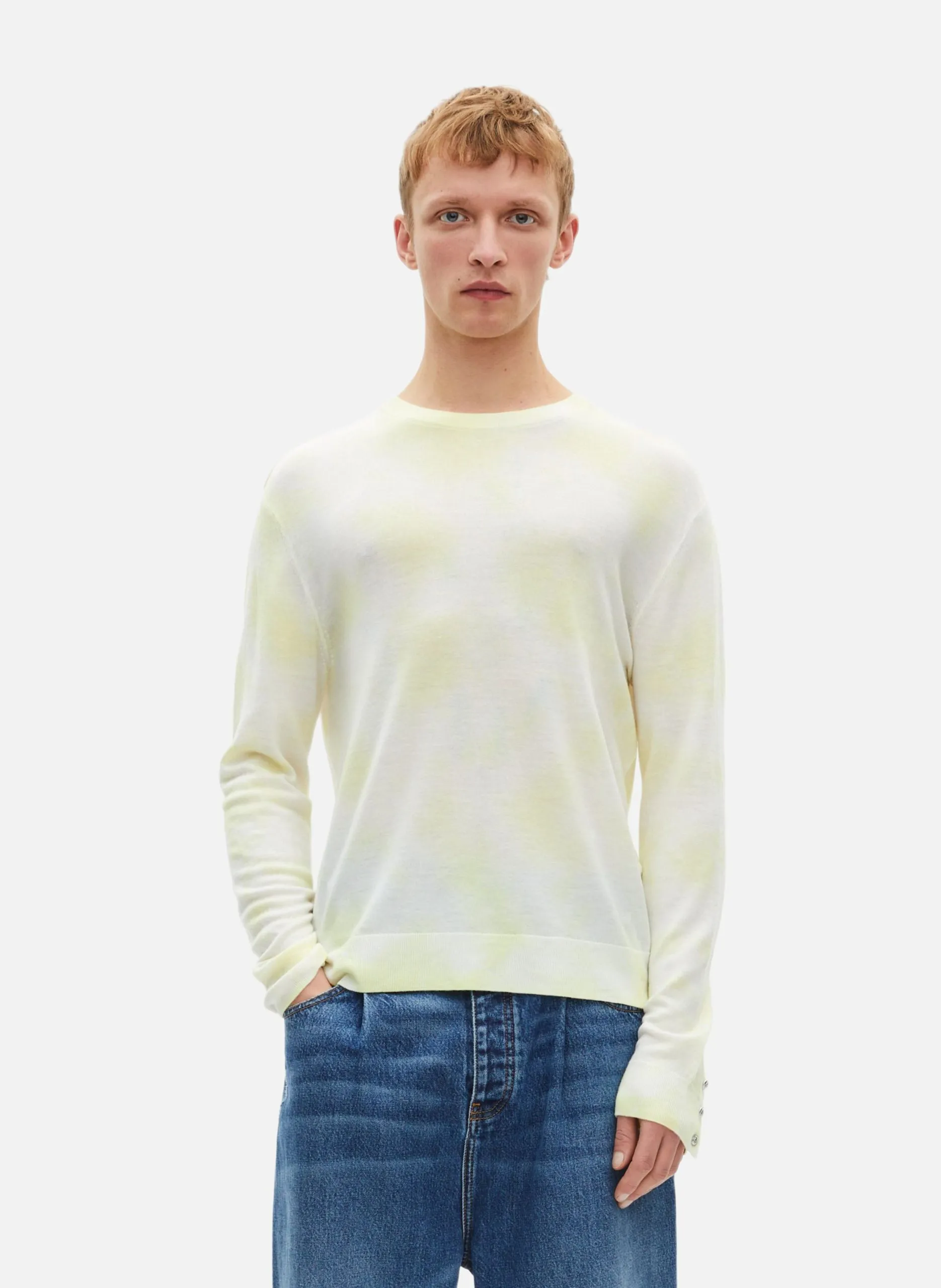 Pull en laine mérinos tie and dye Jaune