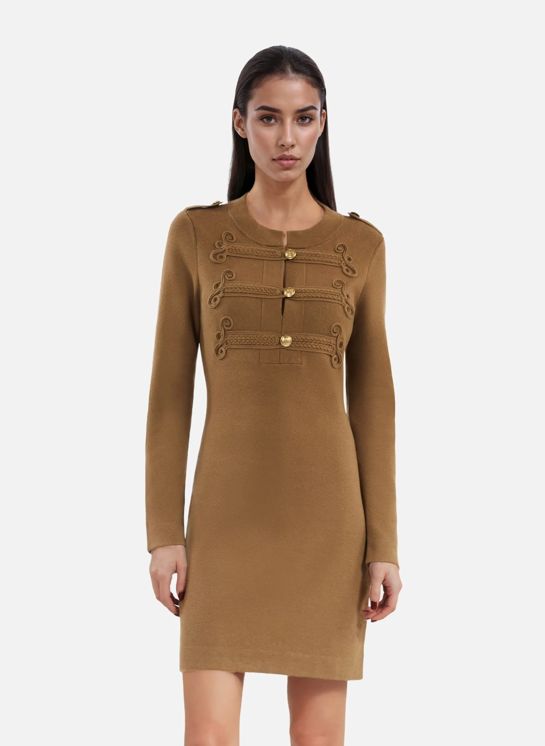 Robe courte style officier en maille Vert