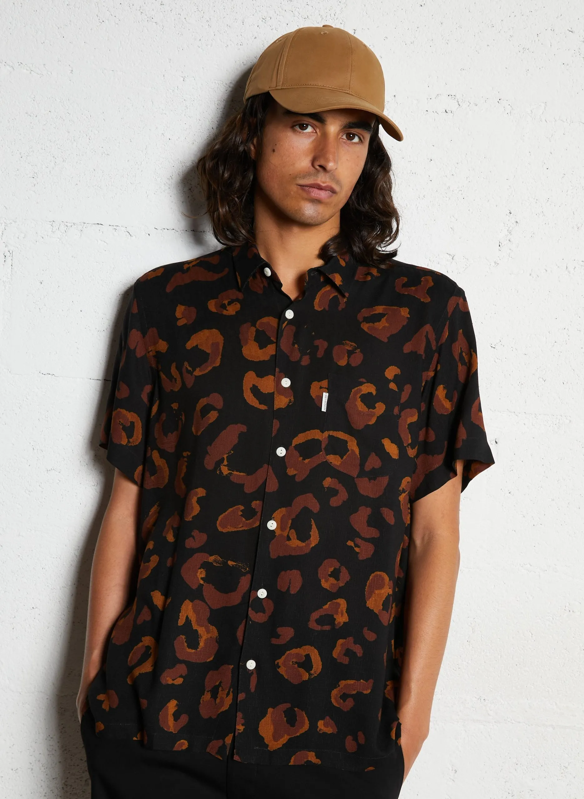 Chemise fluide manches courtes imprimée Noir CUBA