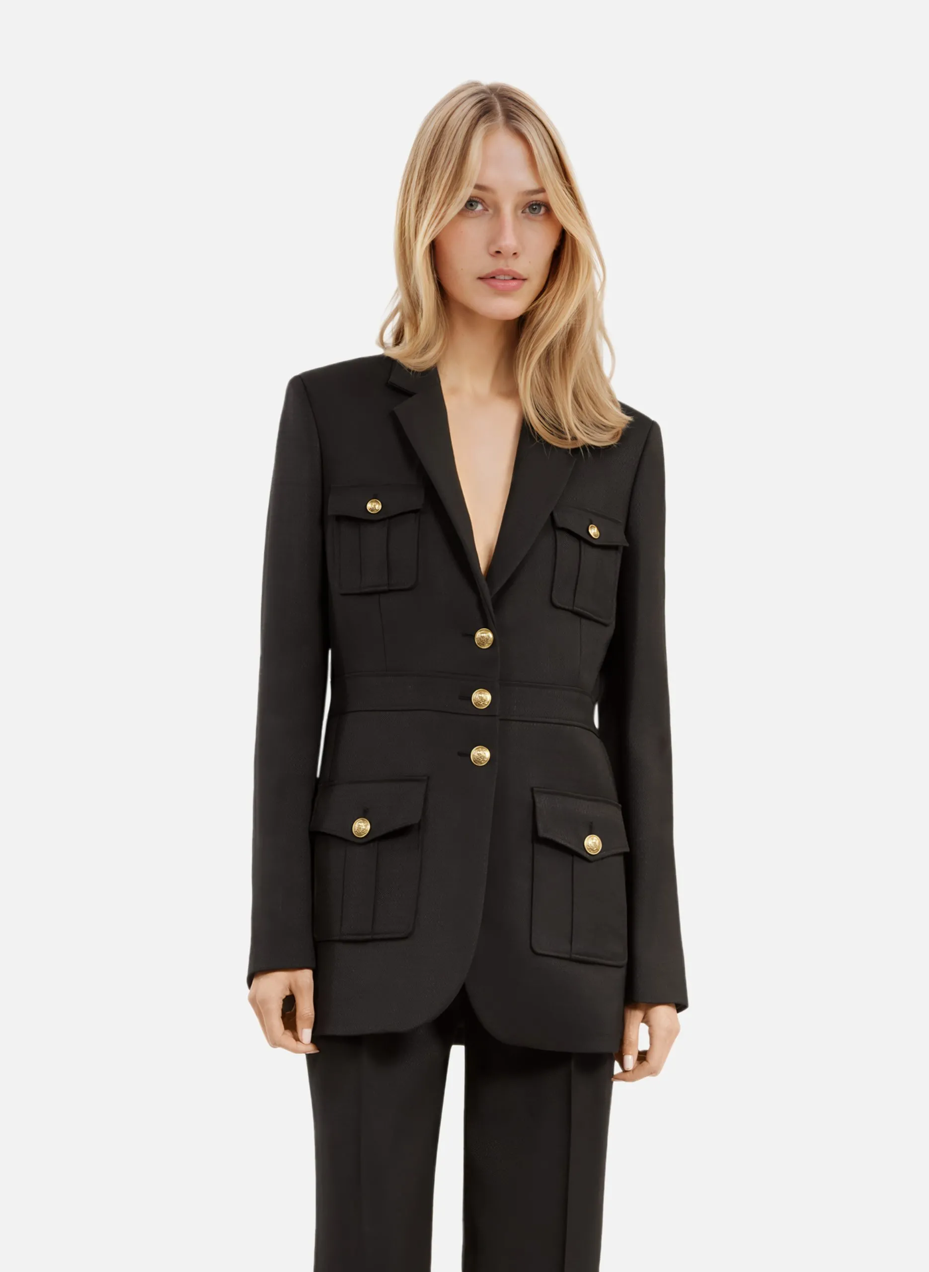 Veste tailleur style saharienne Noir