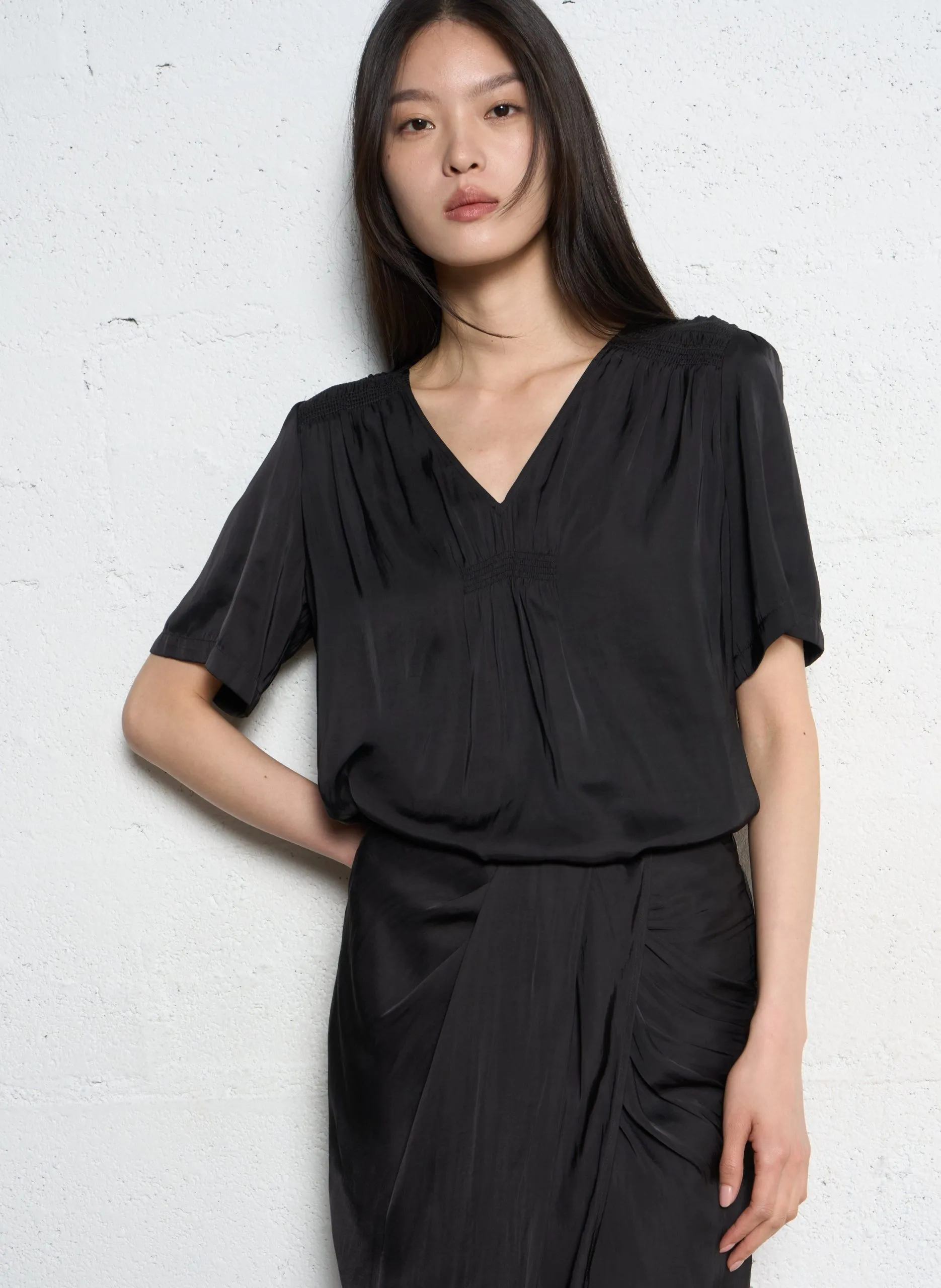 Top oversize satiné Noir