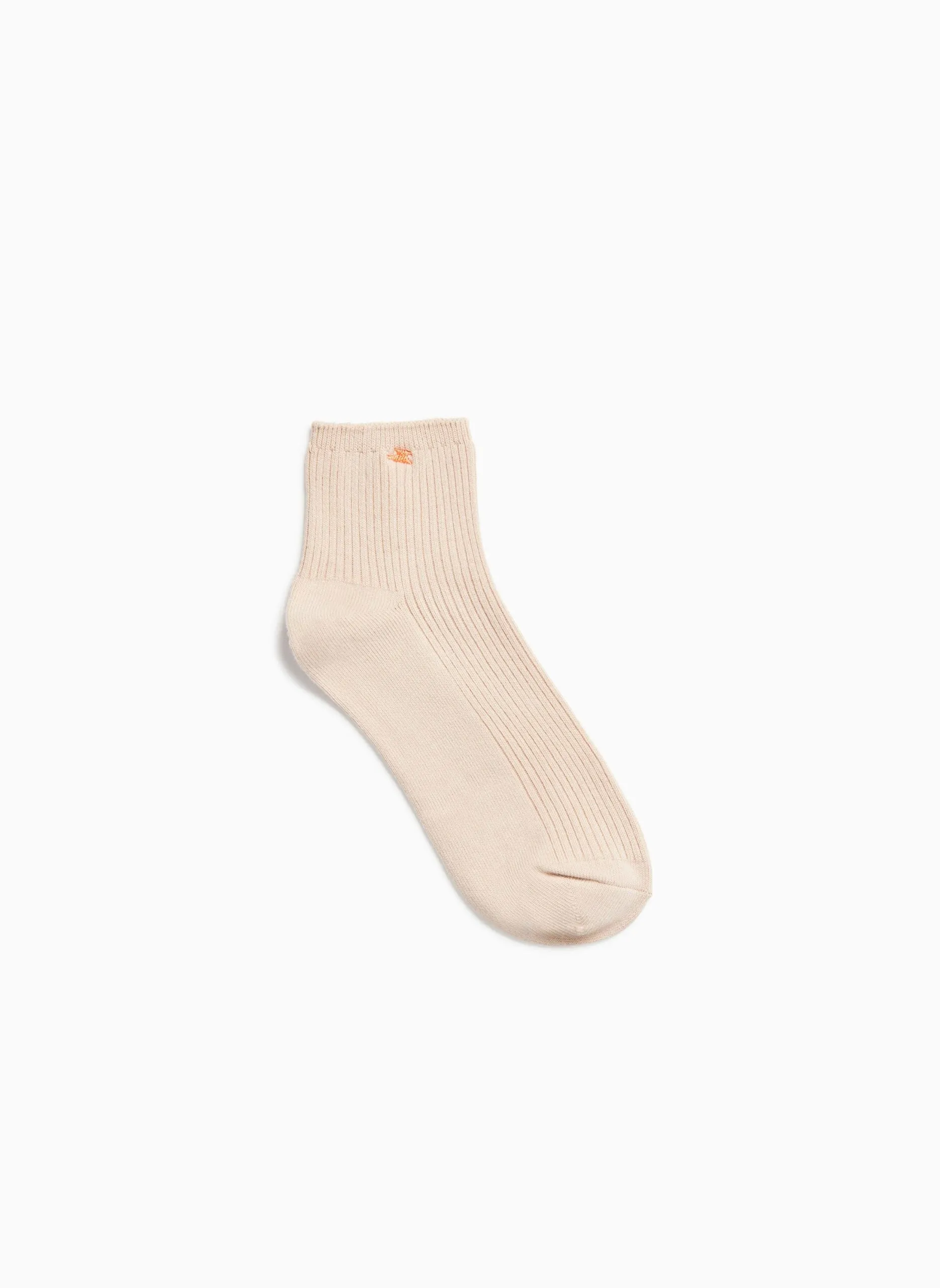 Chaussettes courtes côtelées en coton mélangé Beige AMY