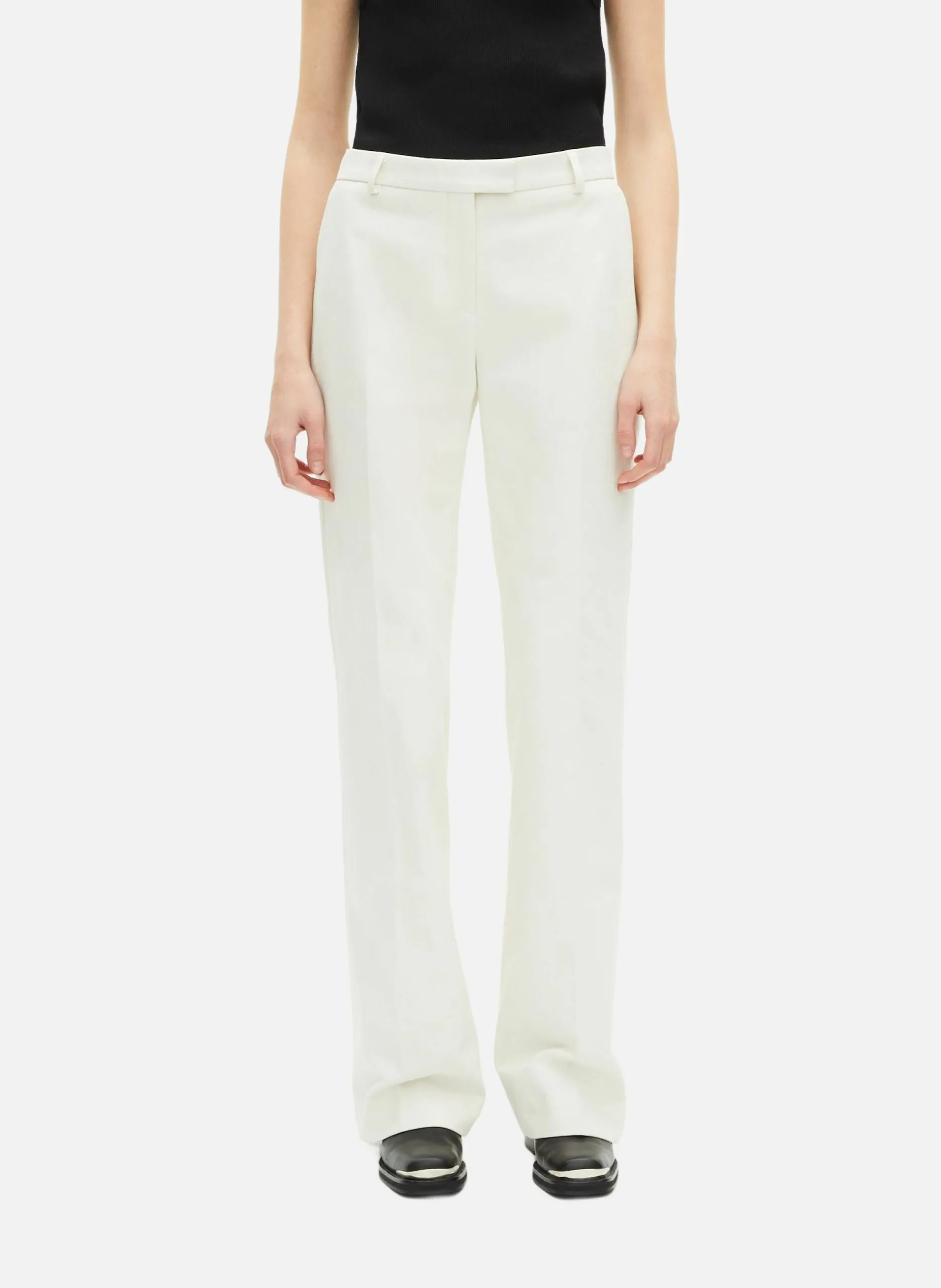 Pantalon costume large en coton Blanc