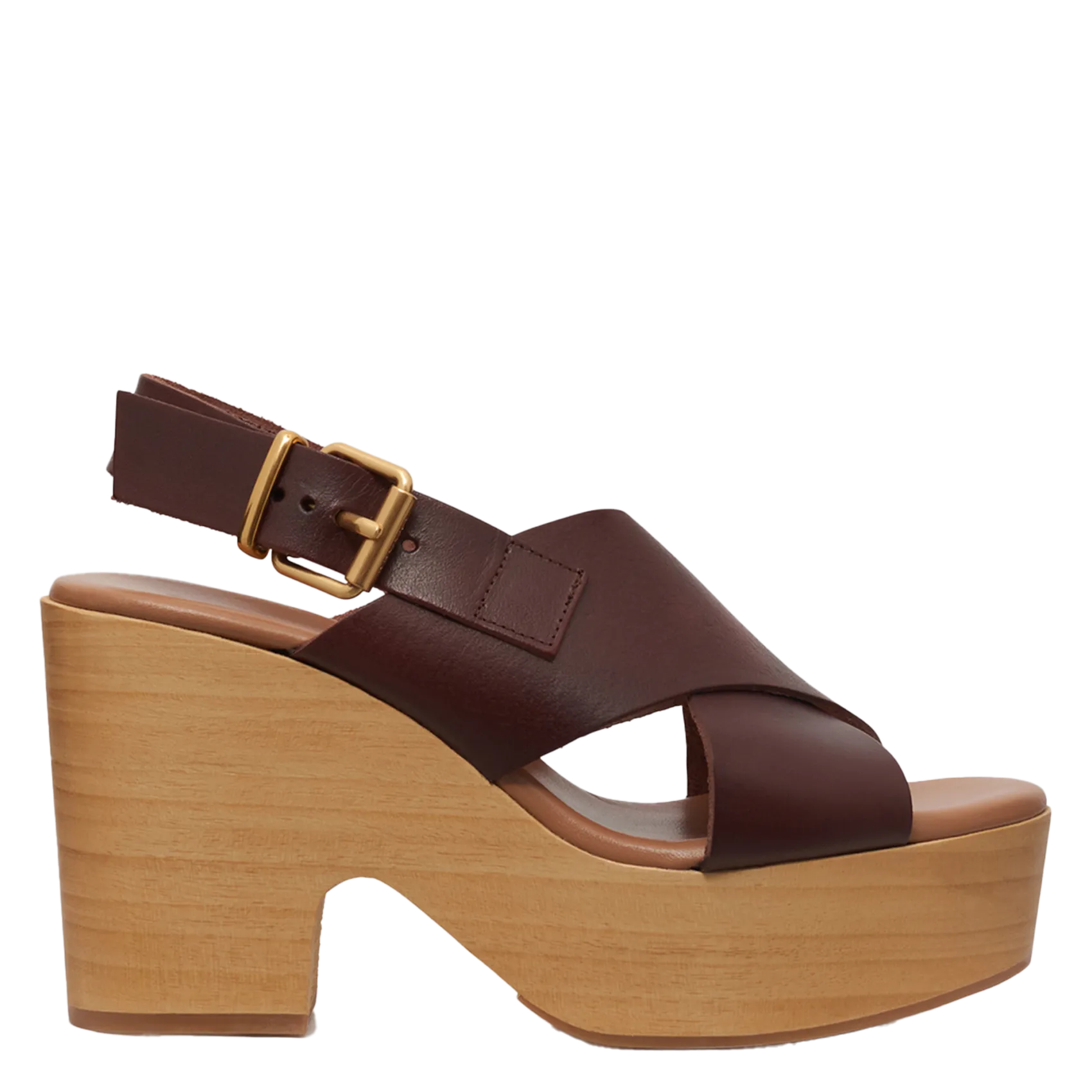 Sandales compensées en cuir Marron HAYDEN