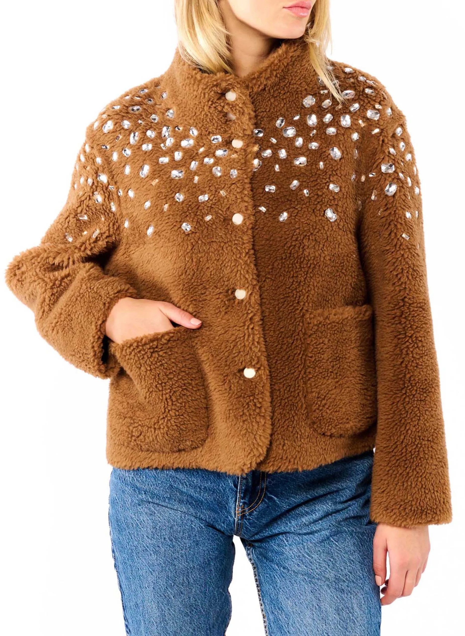 Veste droite col montant Marron MARCOS