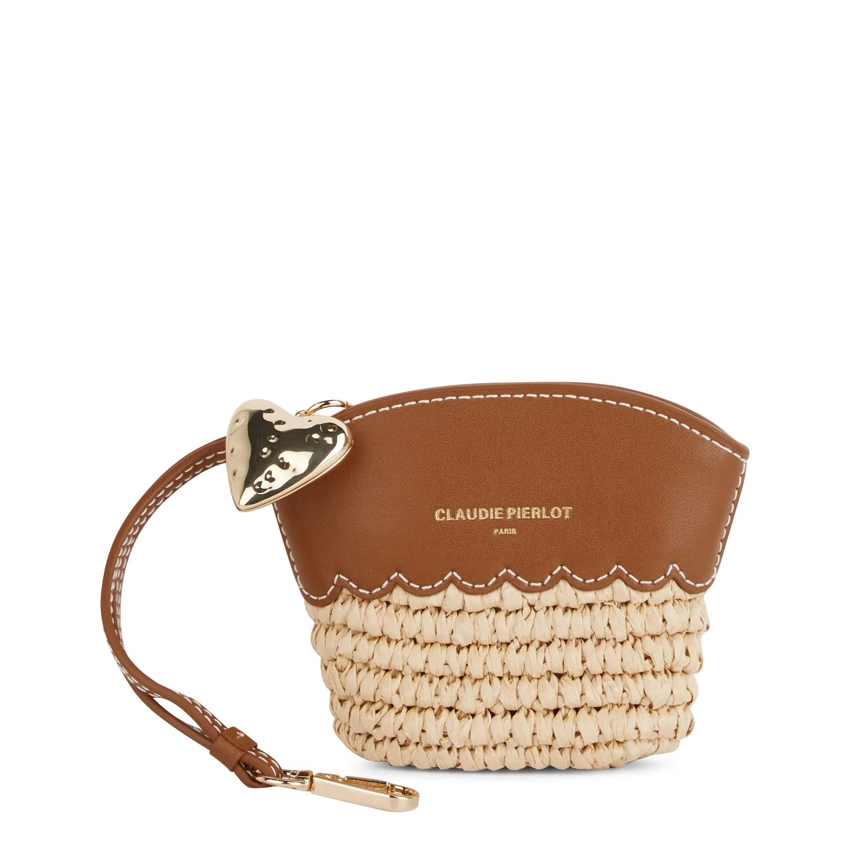 Porte-monnaie bi-matière Marron