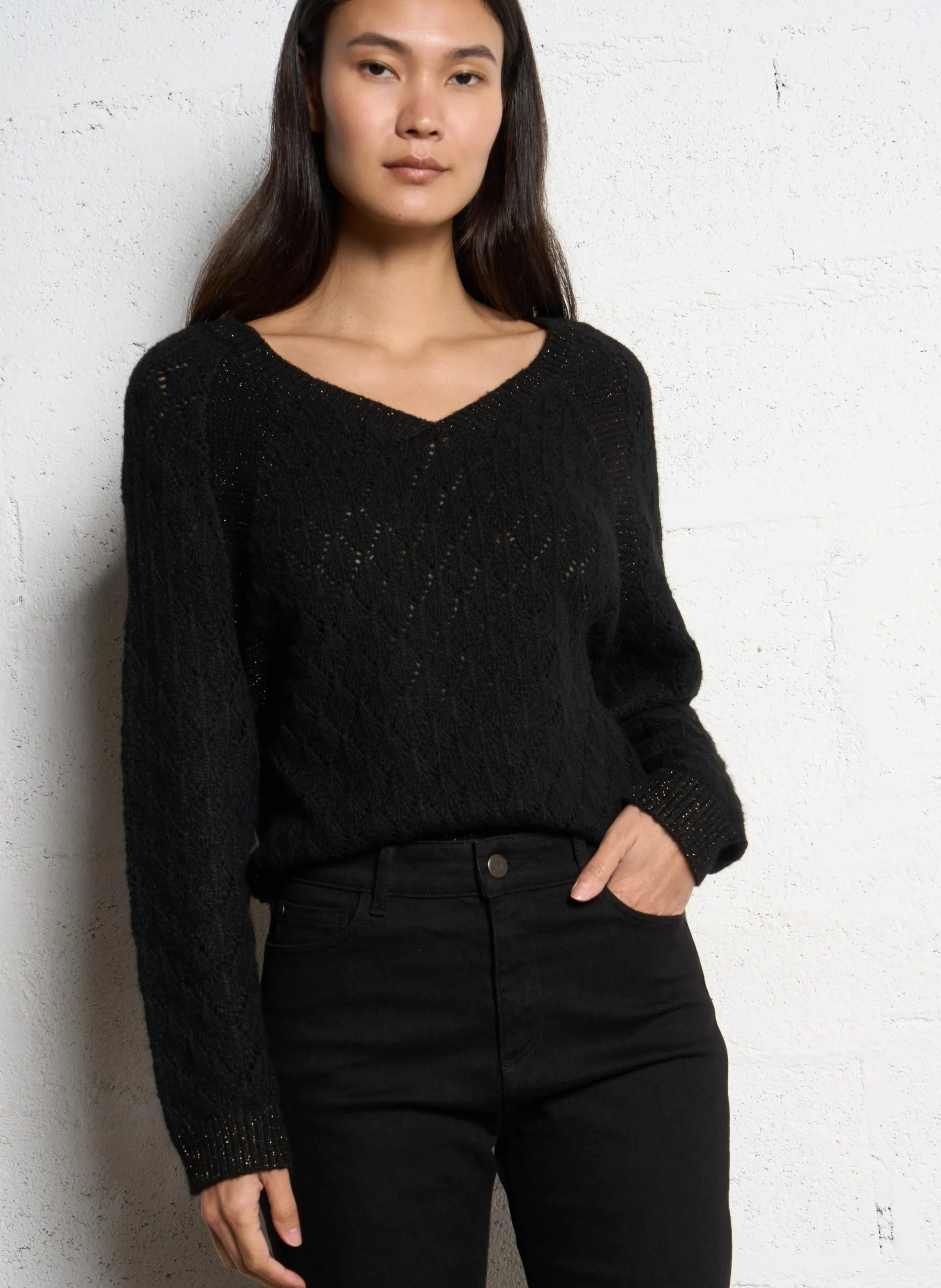 Pull col V Noir TACEY