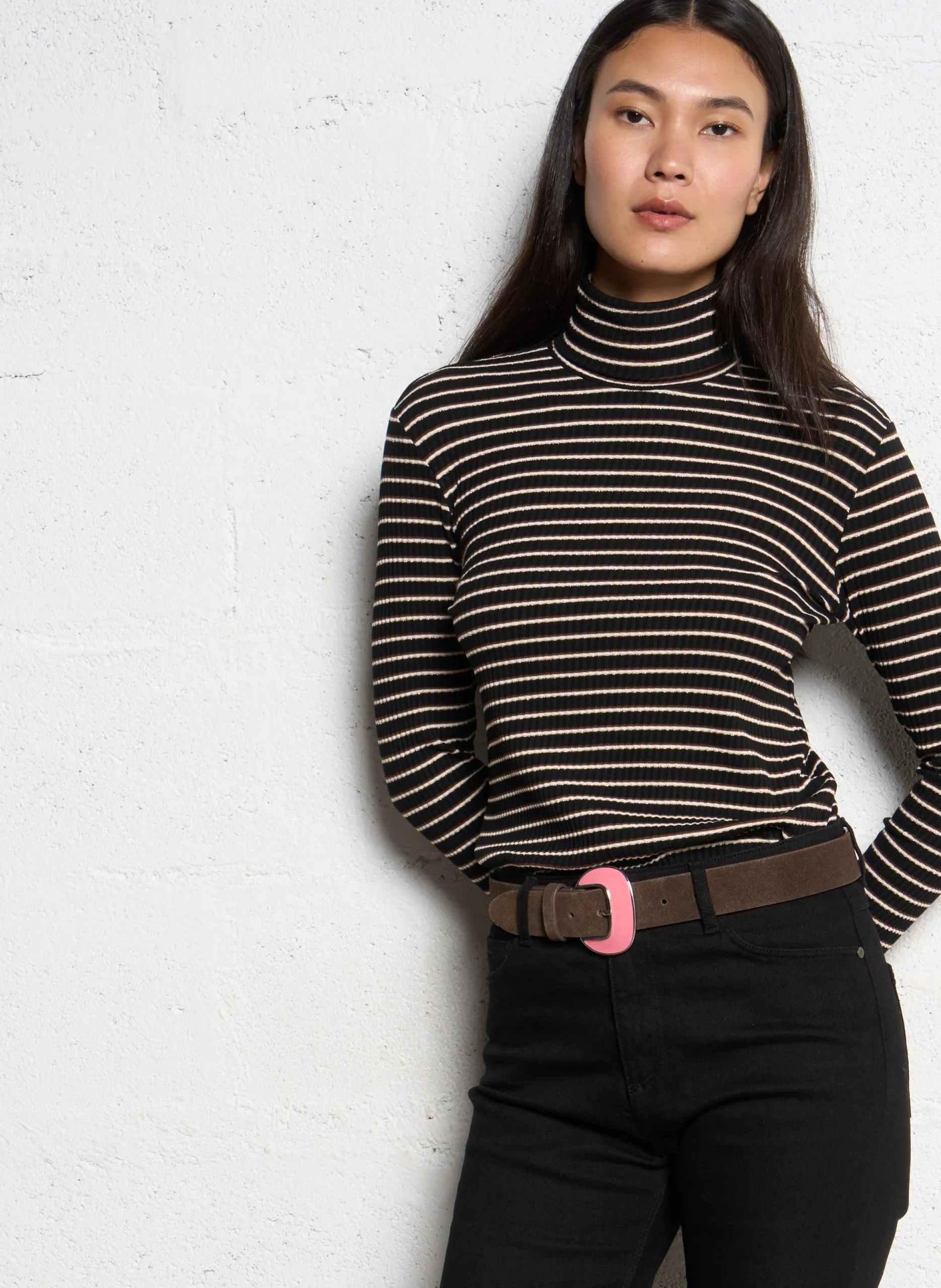 Tee-shirt col roulé Gris MOOD