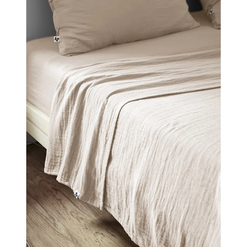 Drap plat "gaïa" toutes dimensions "gaze de coton" Beige