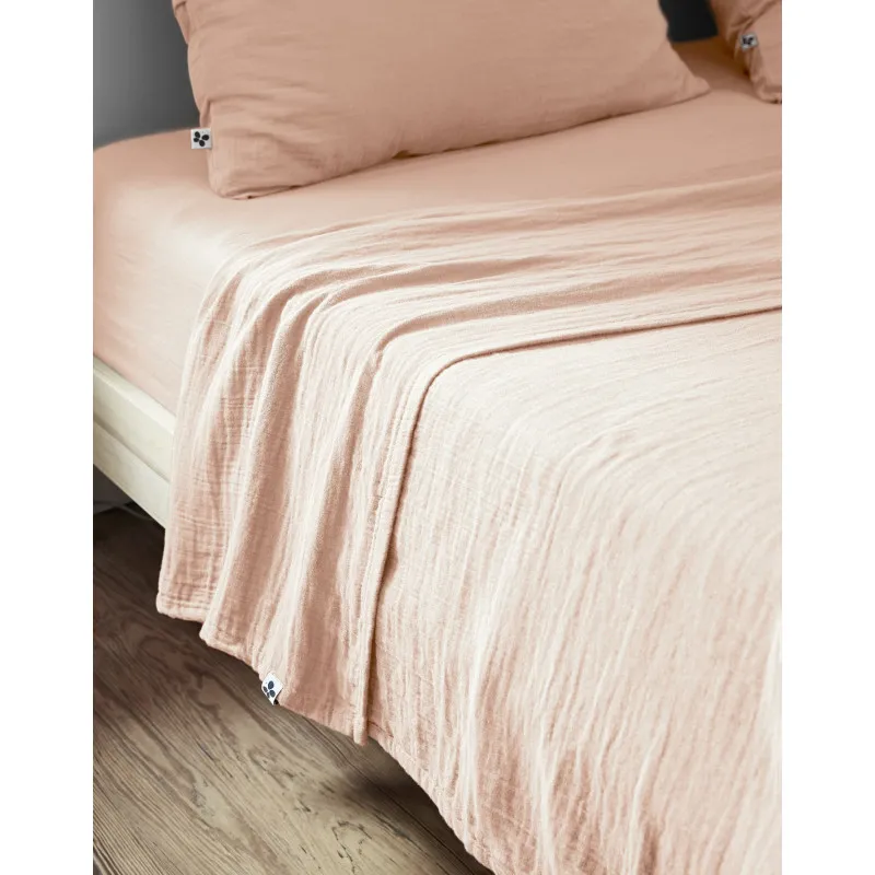 Drap plat "gaïa" toutes dimensions "gaze de coton" Rose