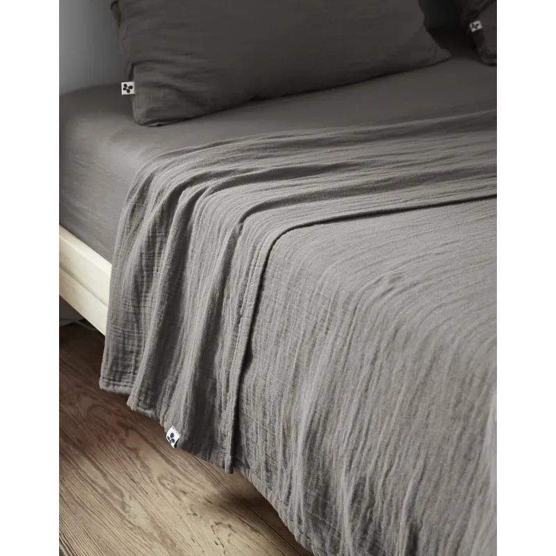 Drap plat "gaïa" toutes dimensions "gaze de coton" Gris