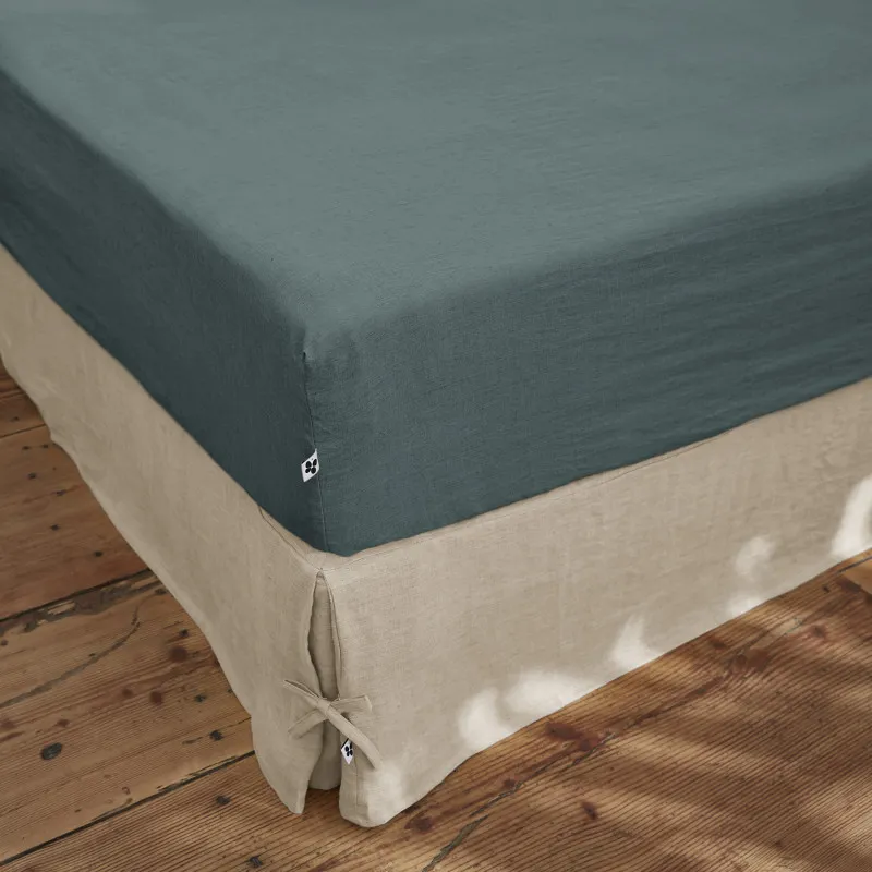 Drap housse "soline" toutes dimensions lin lavé Gris