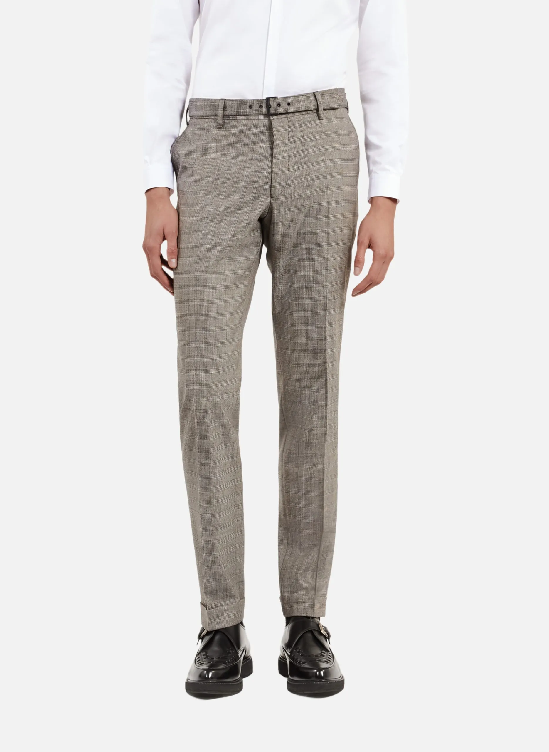 Pantalon de costume en laine prince de galles Beige