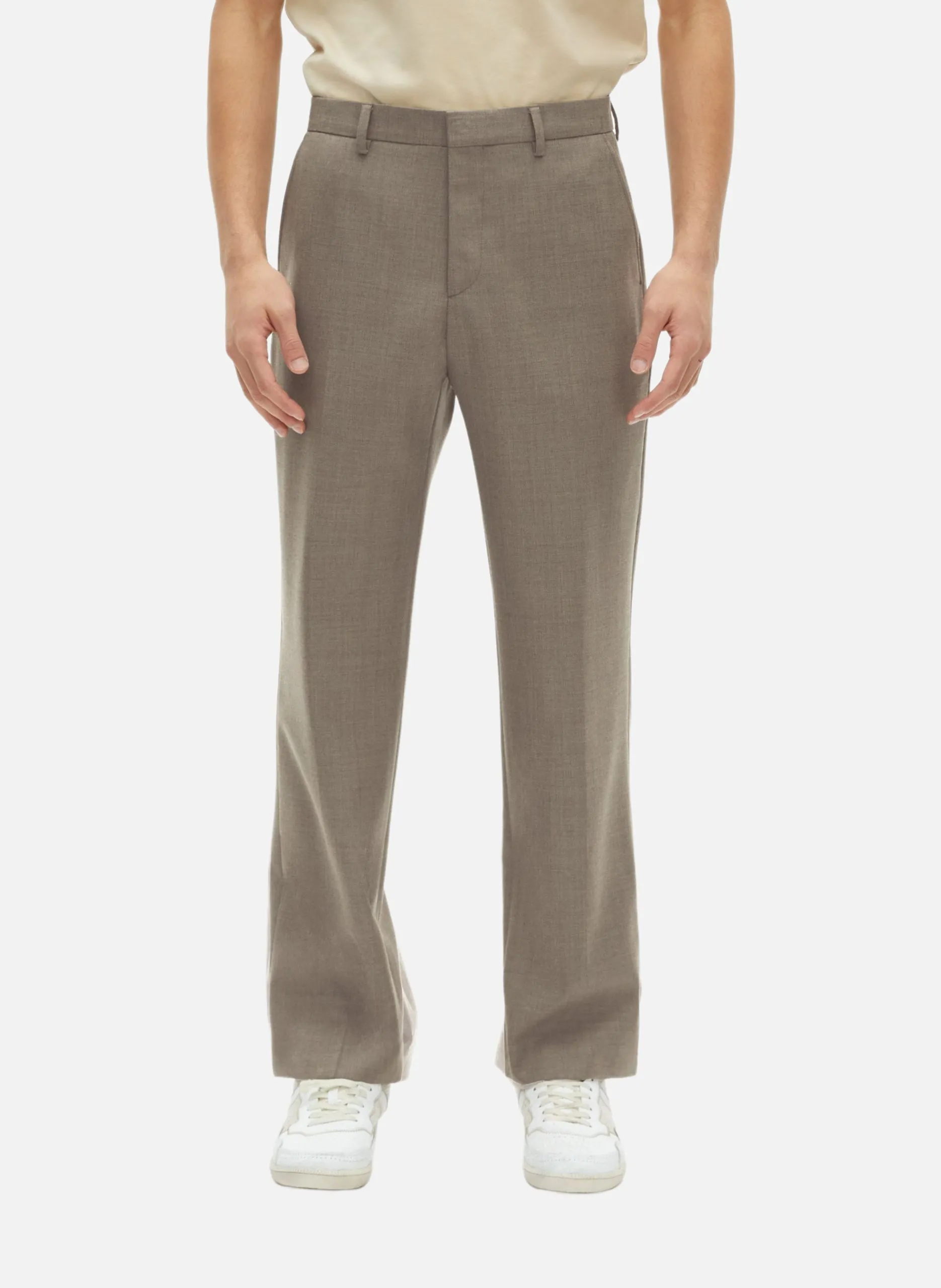 Pantalon de costume en laine Beige