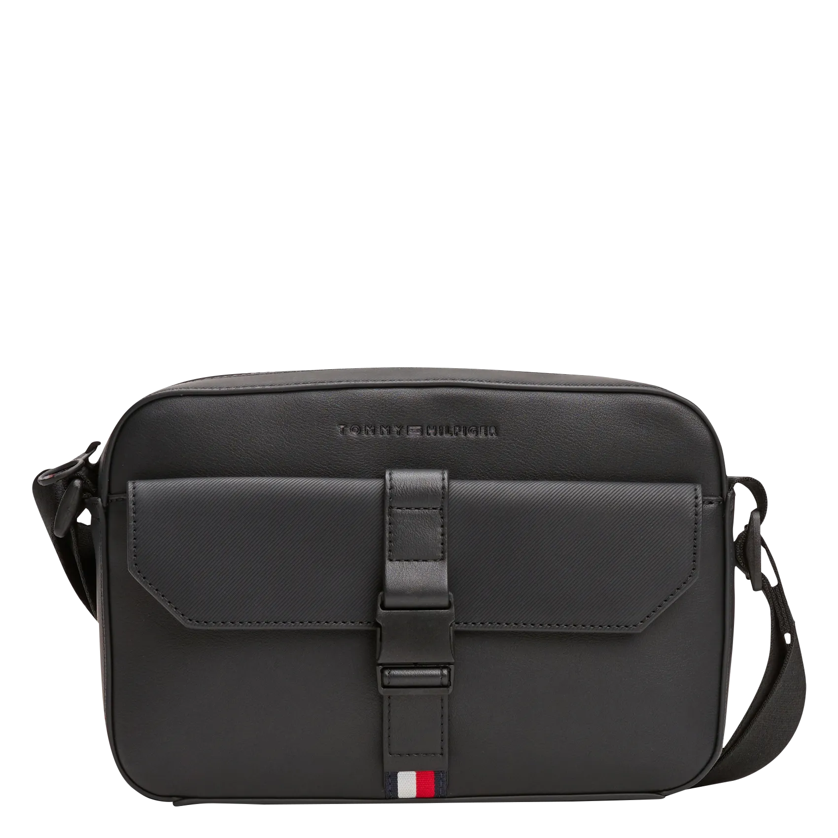 Sac bandoulière avec rabat uni Noir