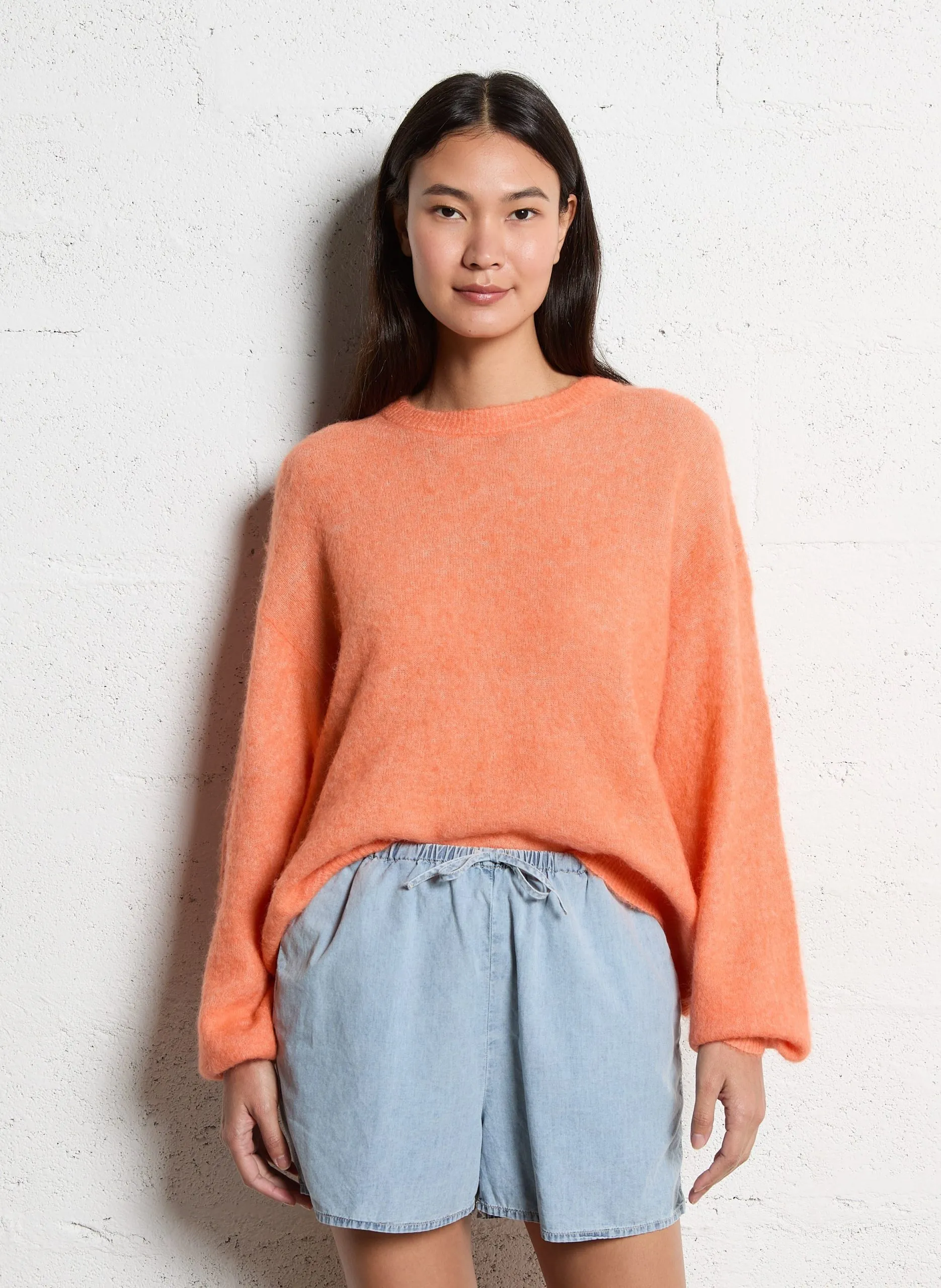 Pull droit en alpaga mélangé Orange NENYBAY