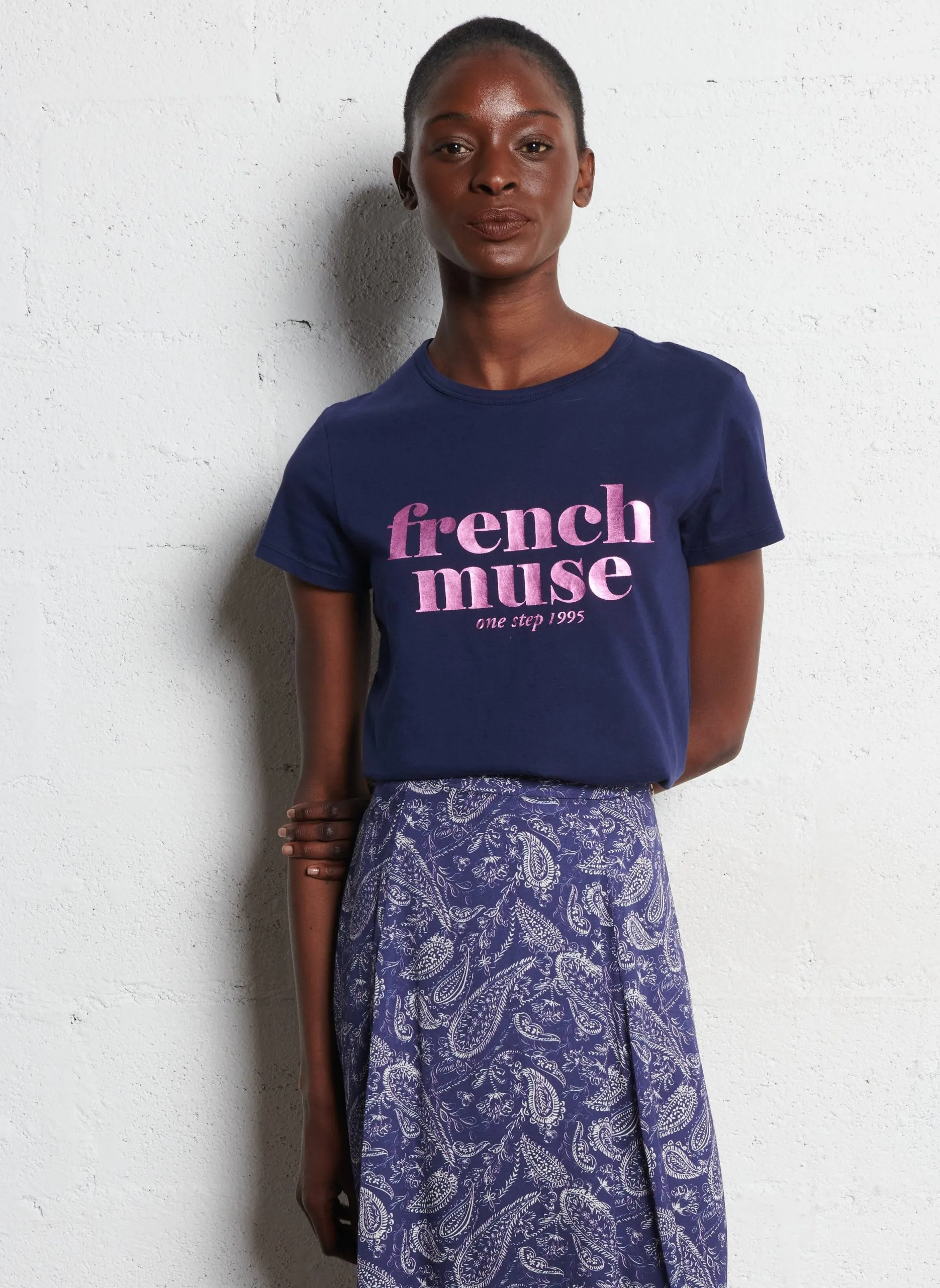 Tee-shirt droit en coton Bleu MANIA