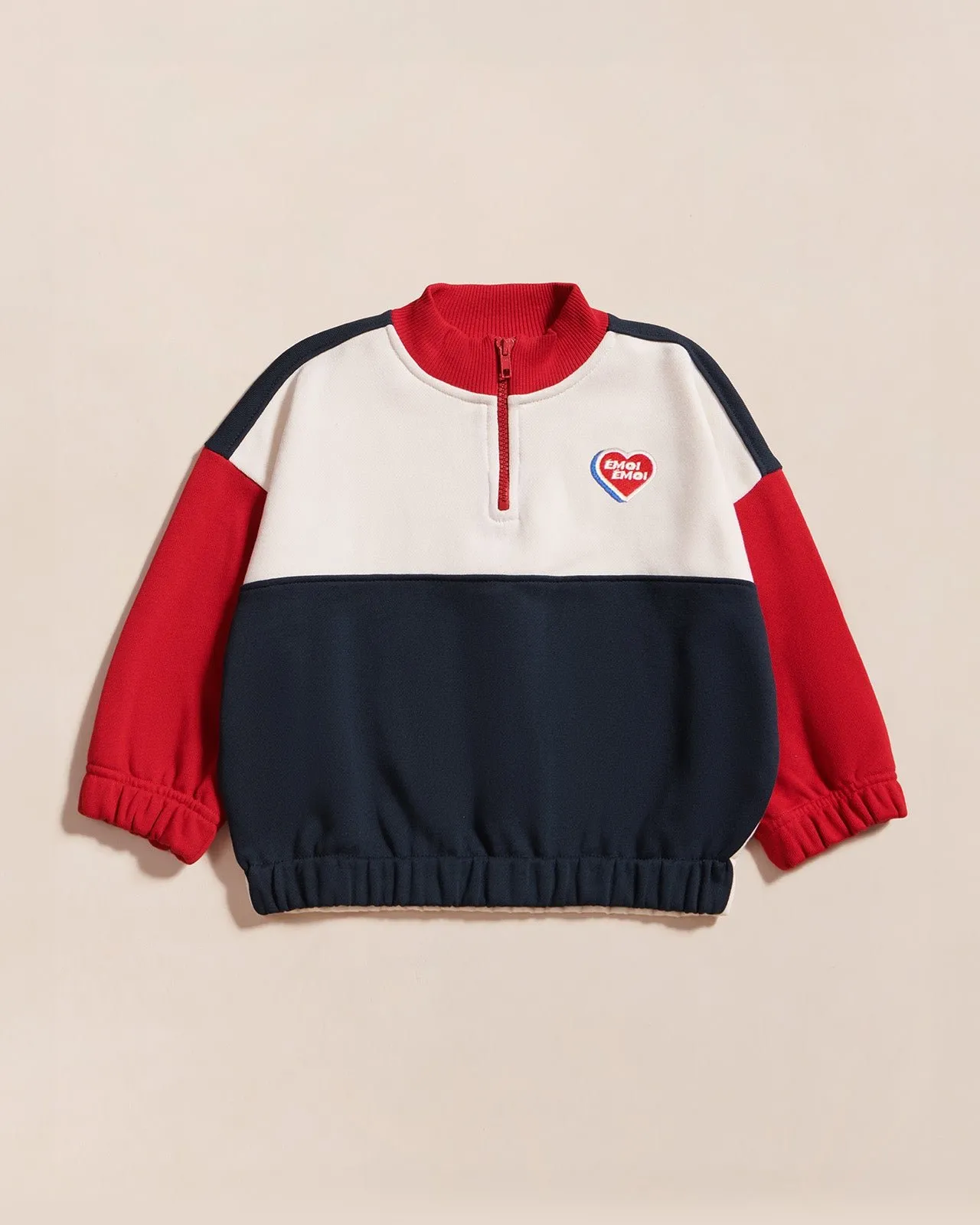 Le sweat sonny en coton bio et col zippé Rouge