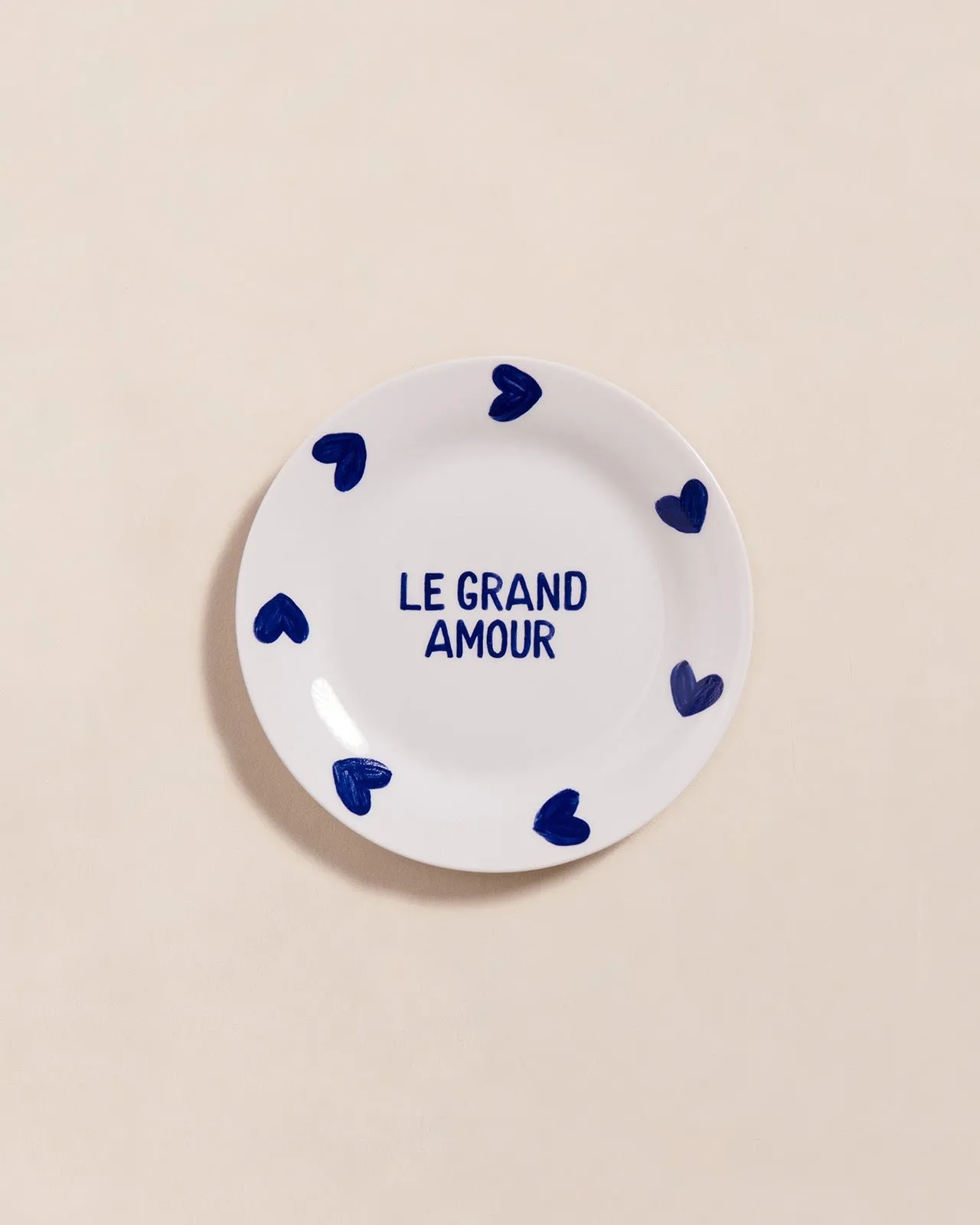 L'assiette à dessert le grand amour en porcelaine Bleu