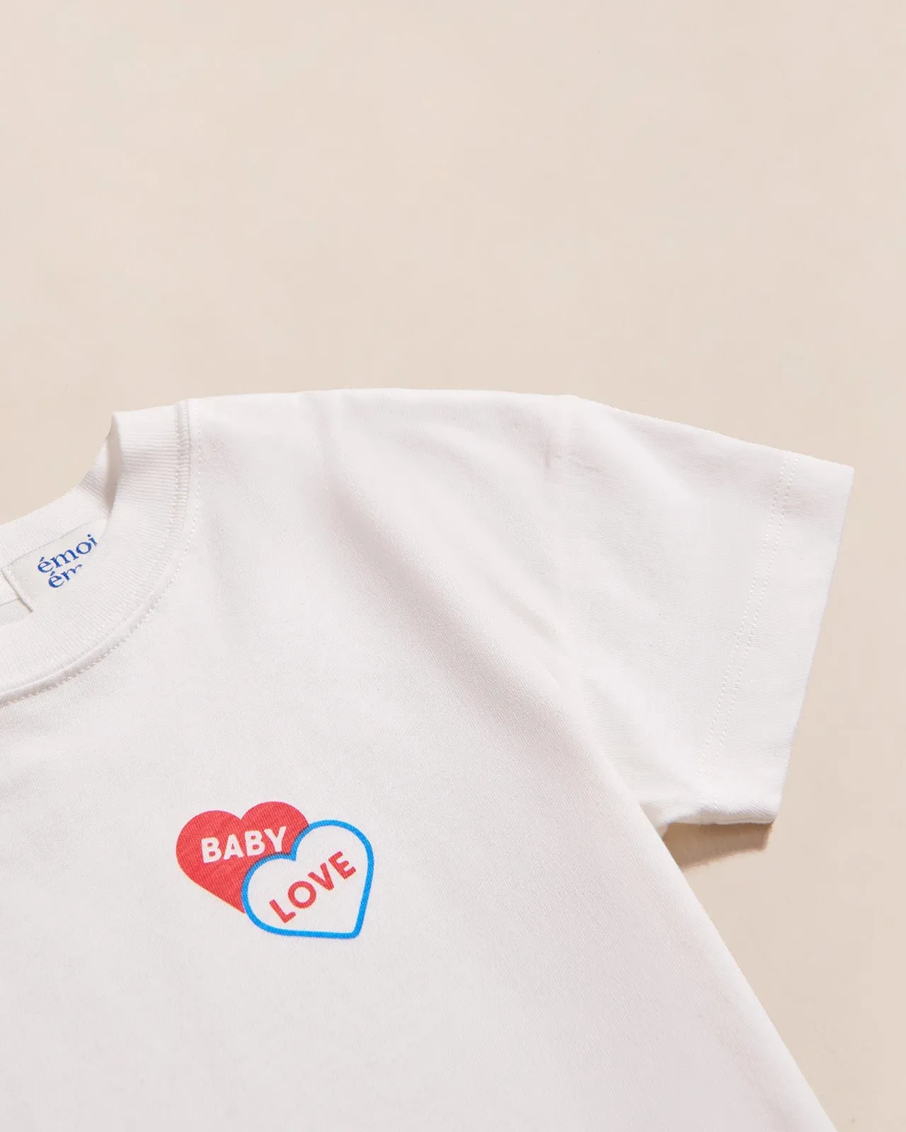 Le t-shirt baby love 2 cœurs en coton bio Blanc
