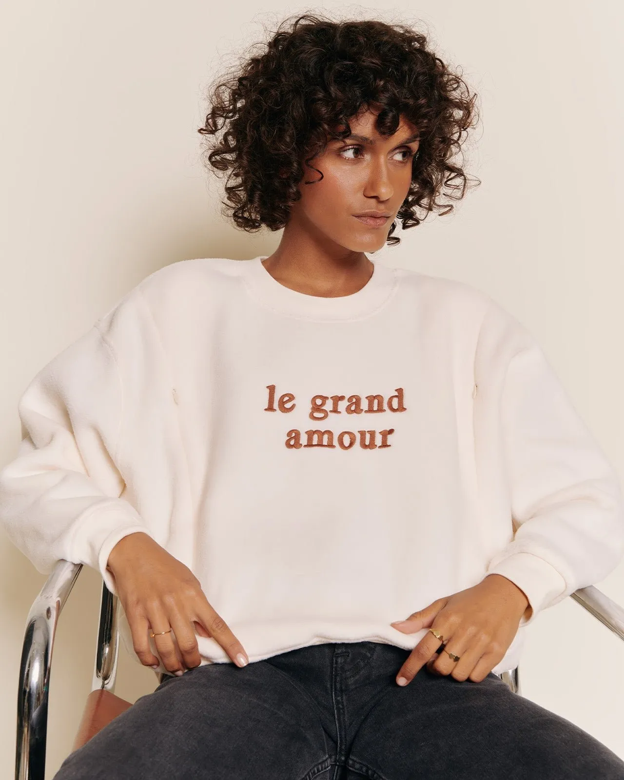 Le sweat d'allaitement le grand amour en polaire recyclée Blanc