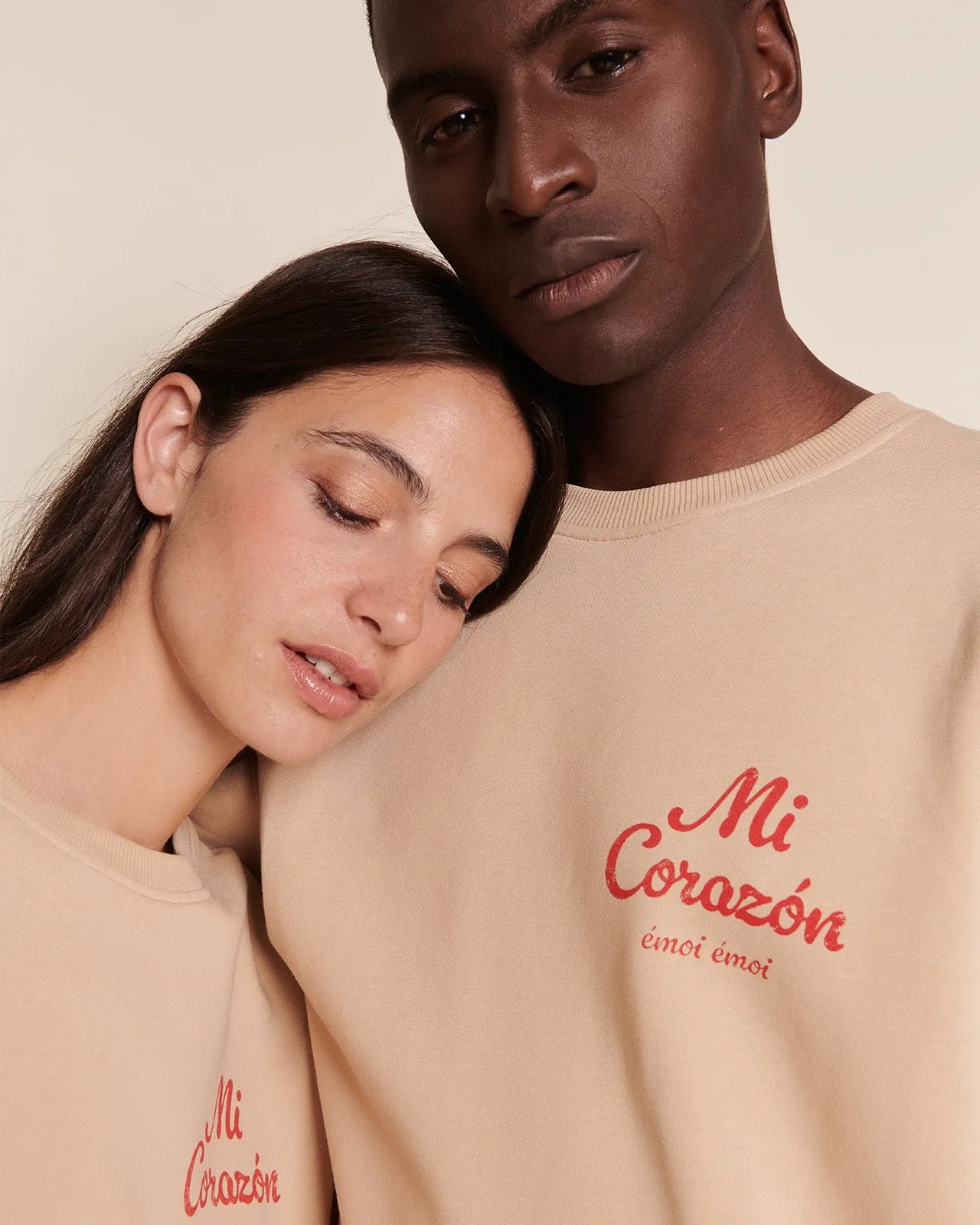 Le sweat mi corazón en coton bio Beige