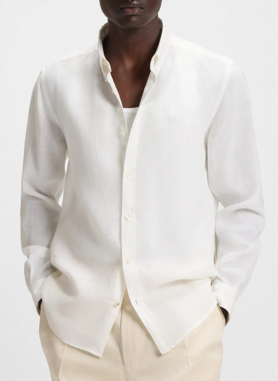 Chemise slim-fit en lin Blanc