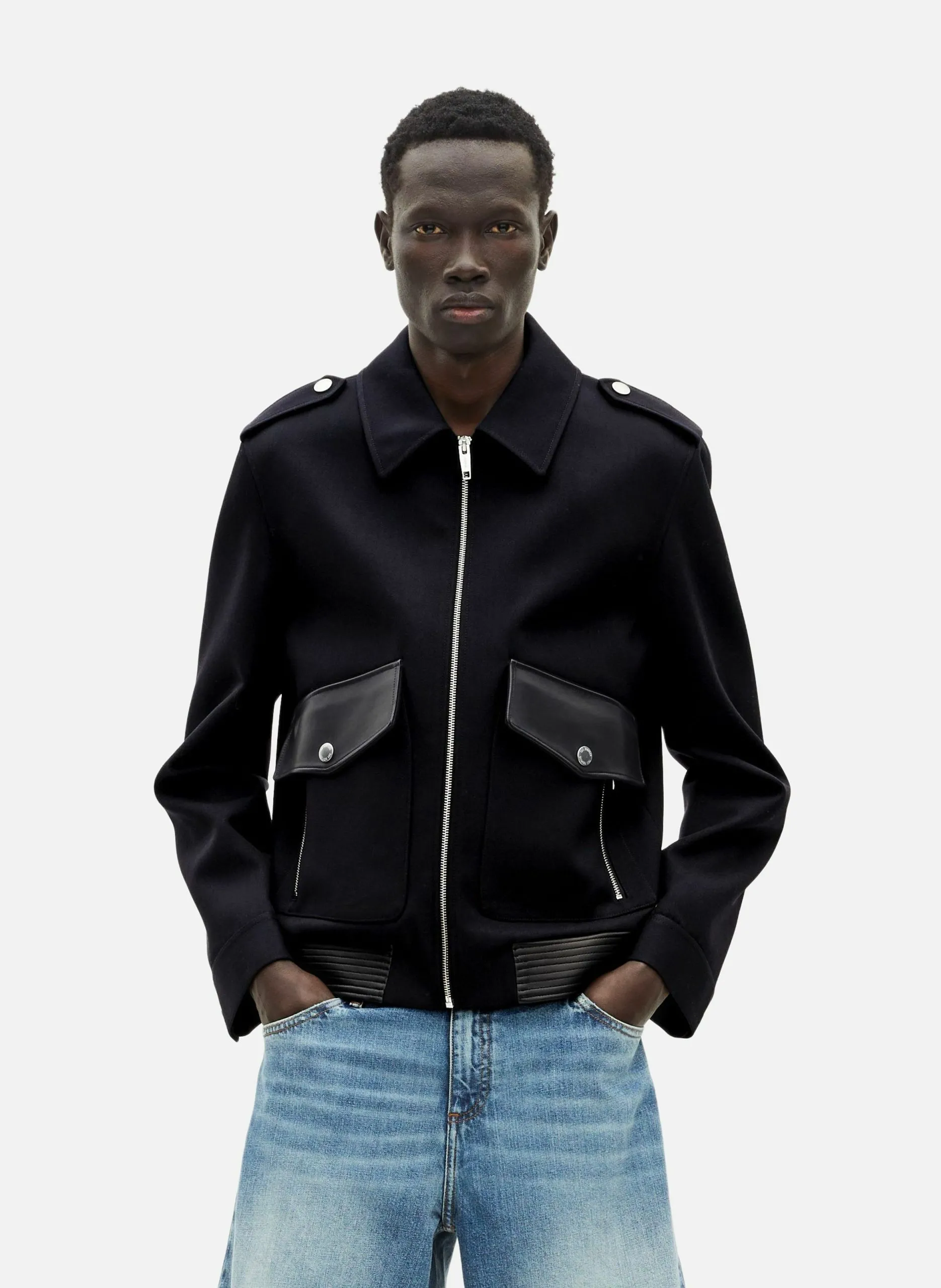 Blouson en laine Bleu