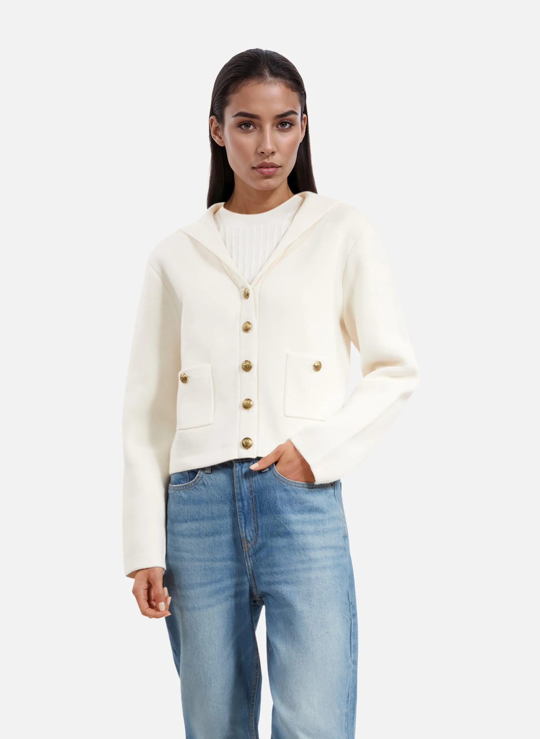 Cardigan en coton et laine Beige