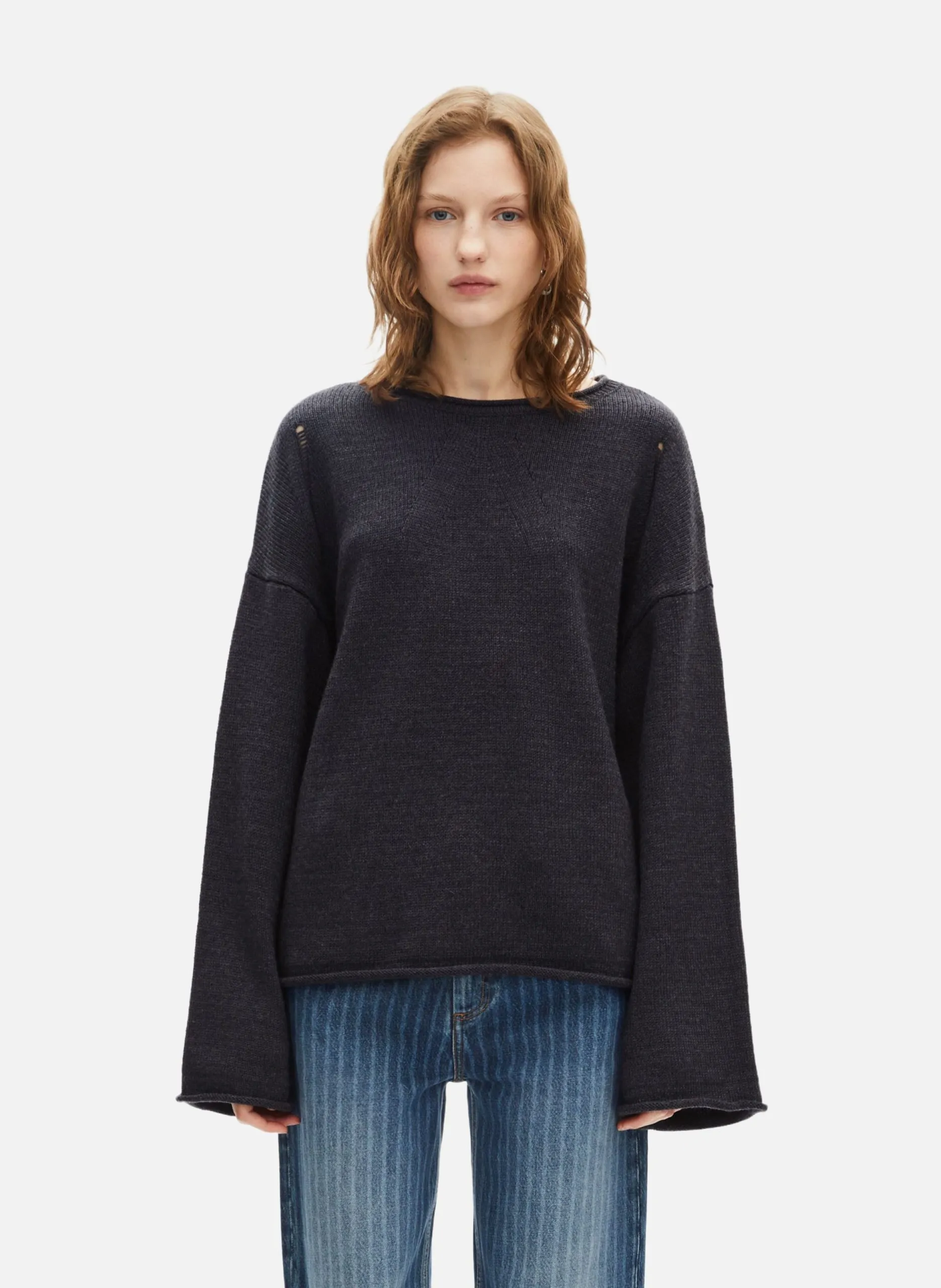 Pull en laine mérinos Gris