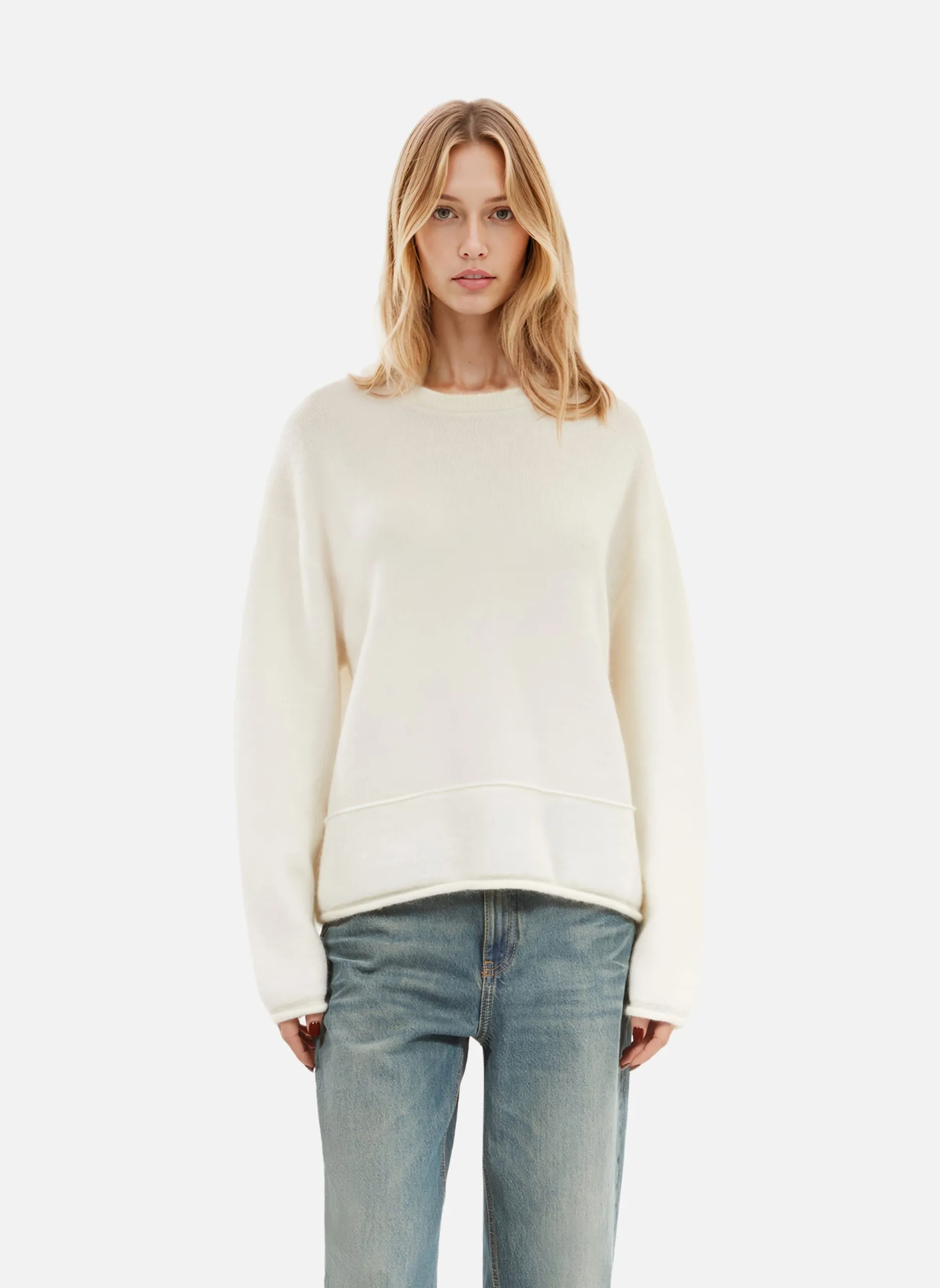 Pull en laine et mohair Beige